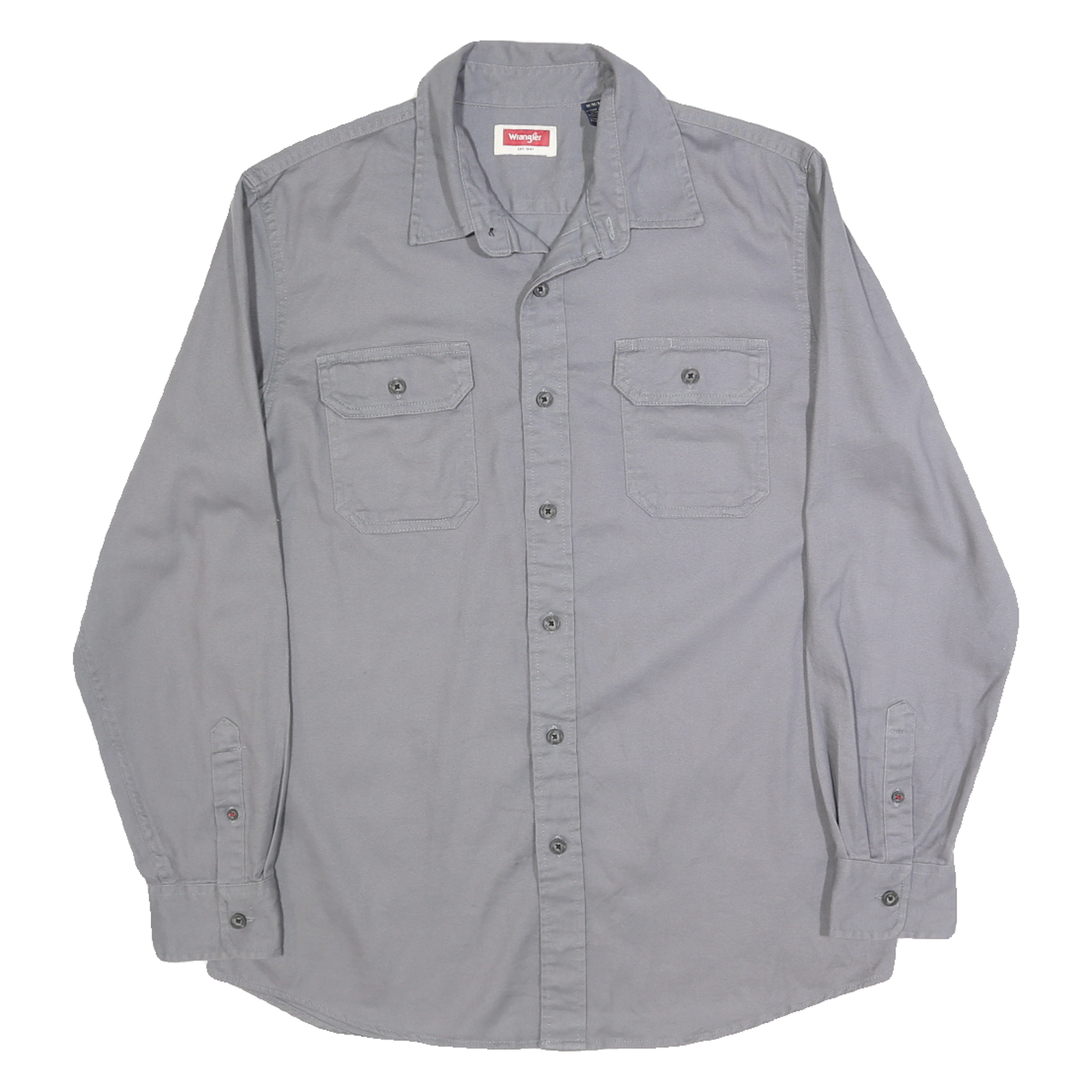 WRANGLER Mens Grey Plain Shirt M Long Sleeve Cotton Casual Workwear Refurbished - N/A refurbished available on Cerqular