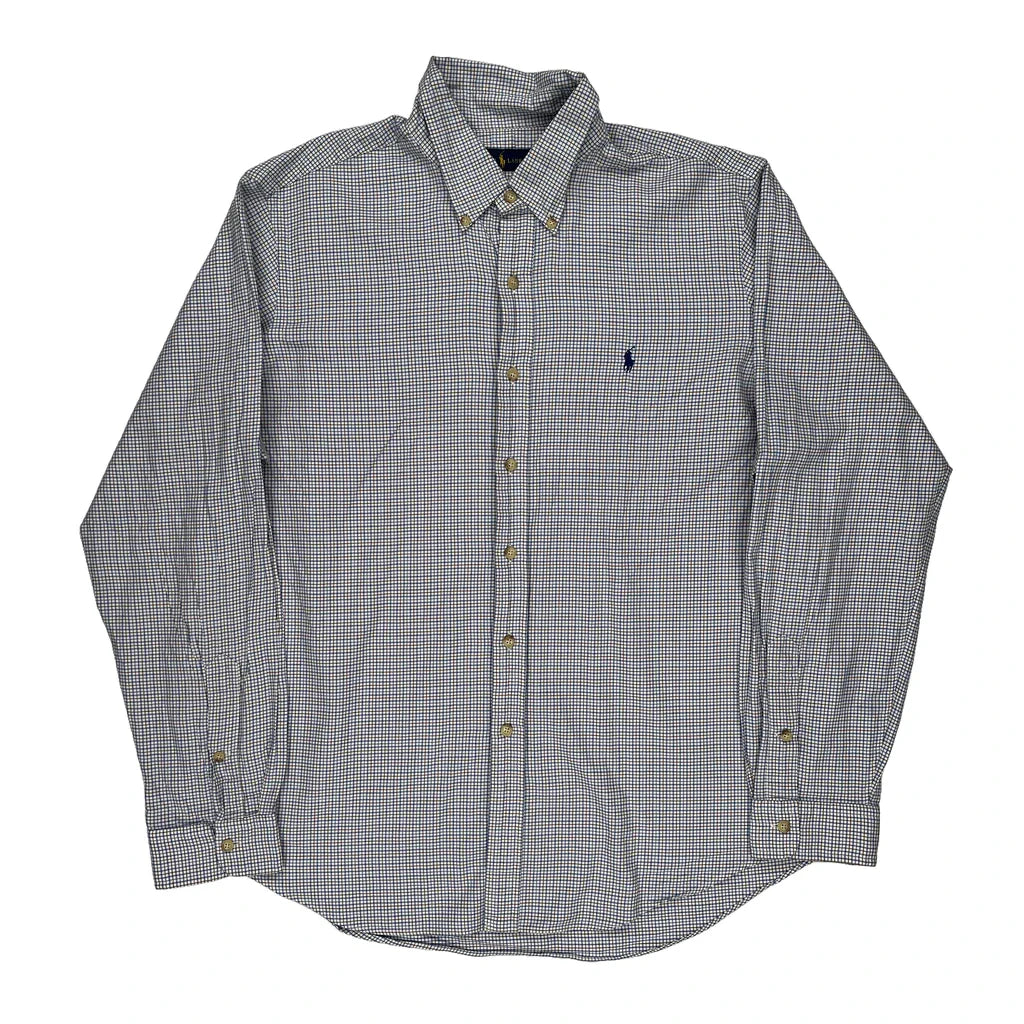 Ralph Lauren Checked Shirt - XL Blue Cotton Refurbished - Thrifted (note: this is a term often used to describe second- refurbished available on Cerqular