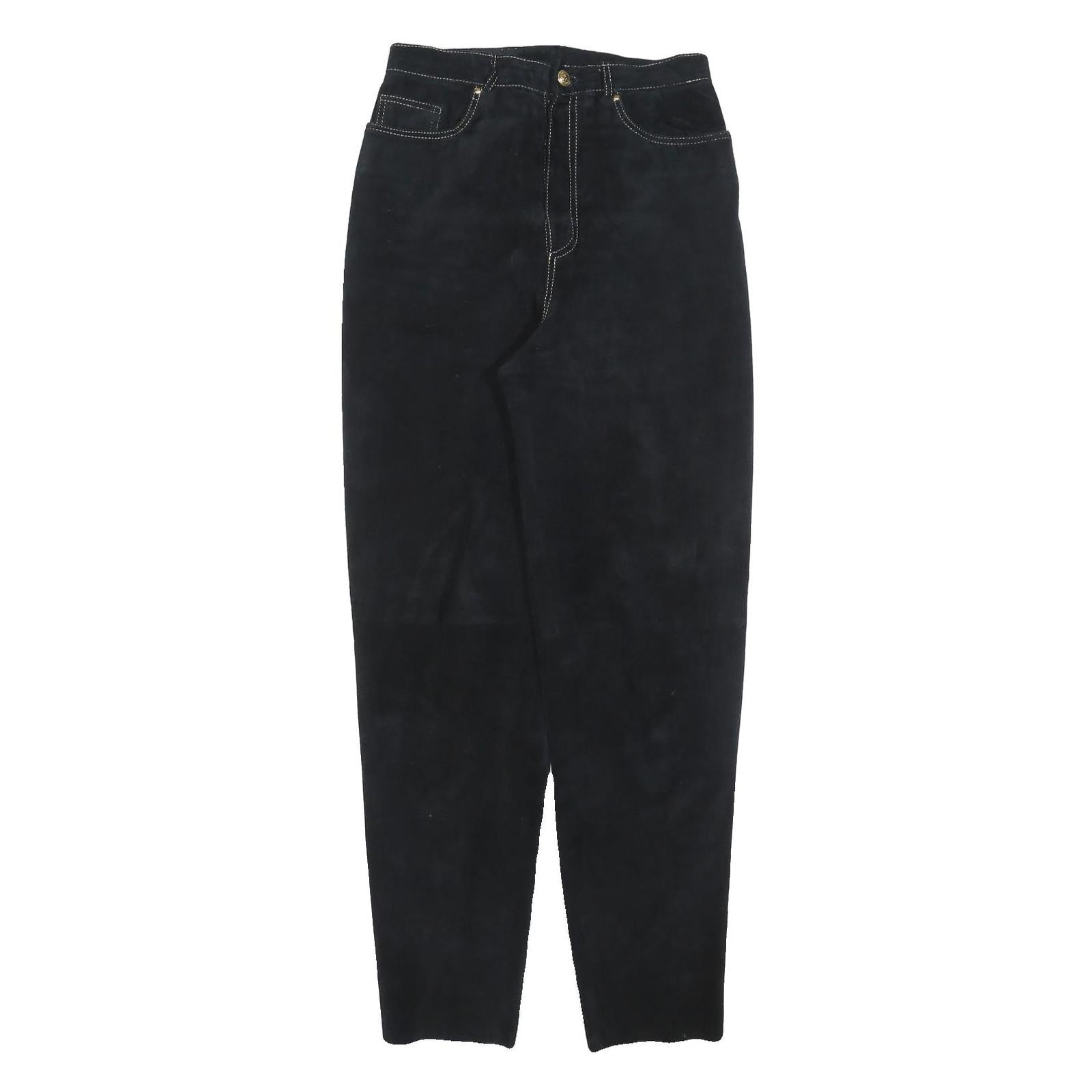 MODE Womens Leather Black Regular Fit Zip Trousers W28 L32 Stylish Comfortable Refurbished - N/A refurbished available on Cerqular