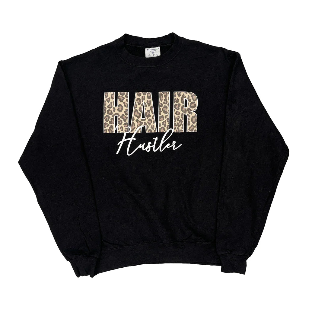 Buy Hair Hustler Champion Sweatshirt - Medium Black Cotton Refurbished - $17.67 Hair Hustler Champion Sweatshirt - Medium Black Cotton Refurbished - Thrifted (note: this is a term often used to describe second- refurbished available on Cerqular