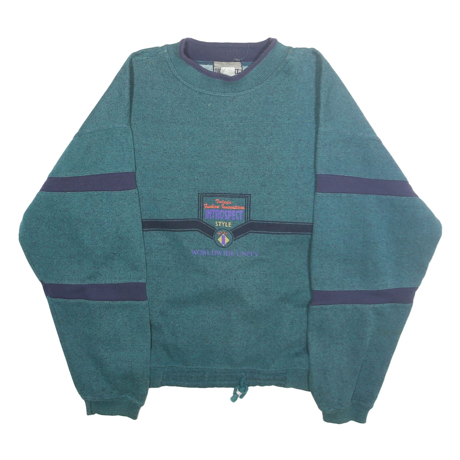 INTROSPECT Mens Blue Sweatshirt Crew Neck L Embroidered Logo Vintage Refurbished - N/A refurbished available on Cerqular