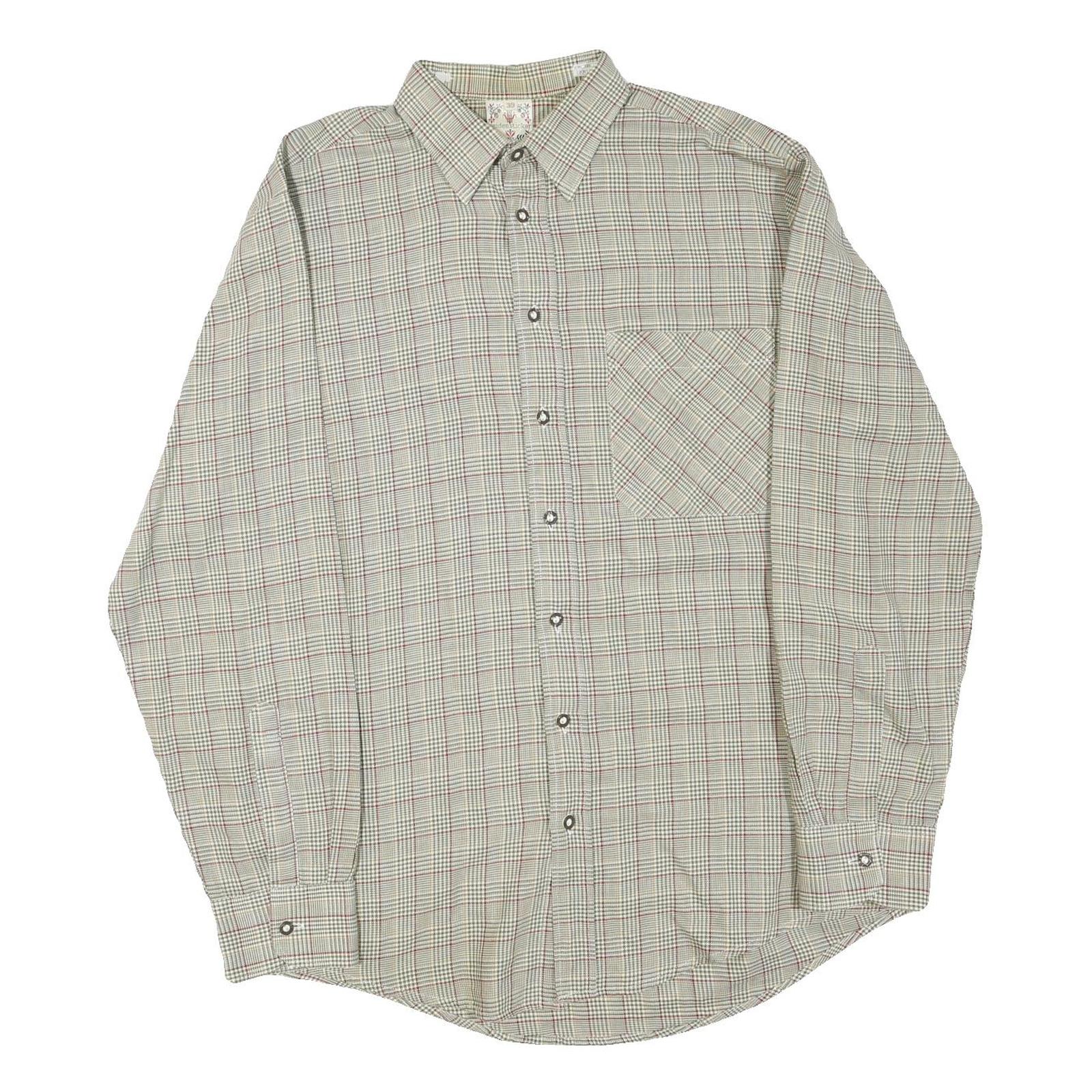 SEIDENSTICKER Mens Beige Check Shirt M Cotton Blend Button Collar Casual Classic Refurbished - N/A refurbished available on Cerqular