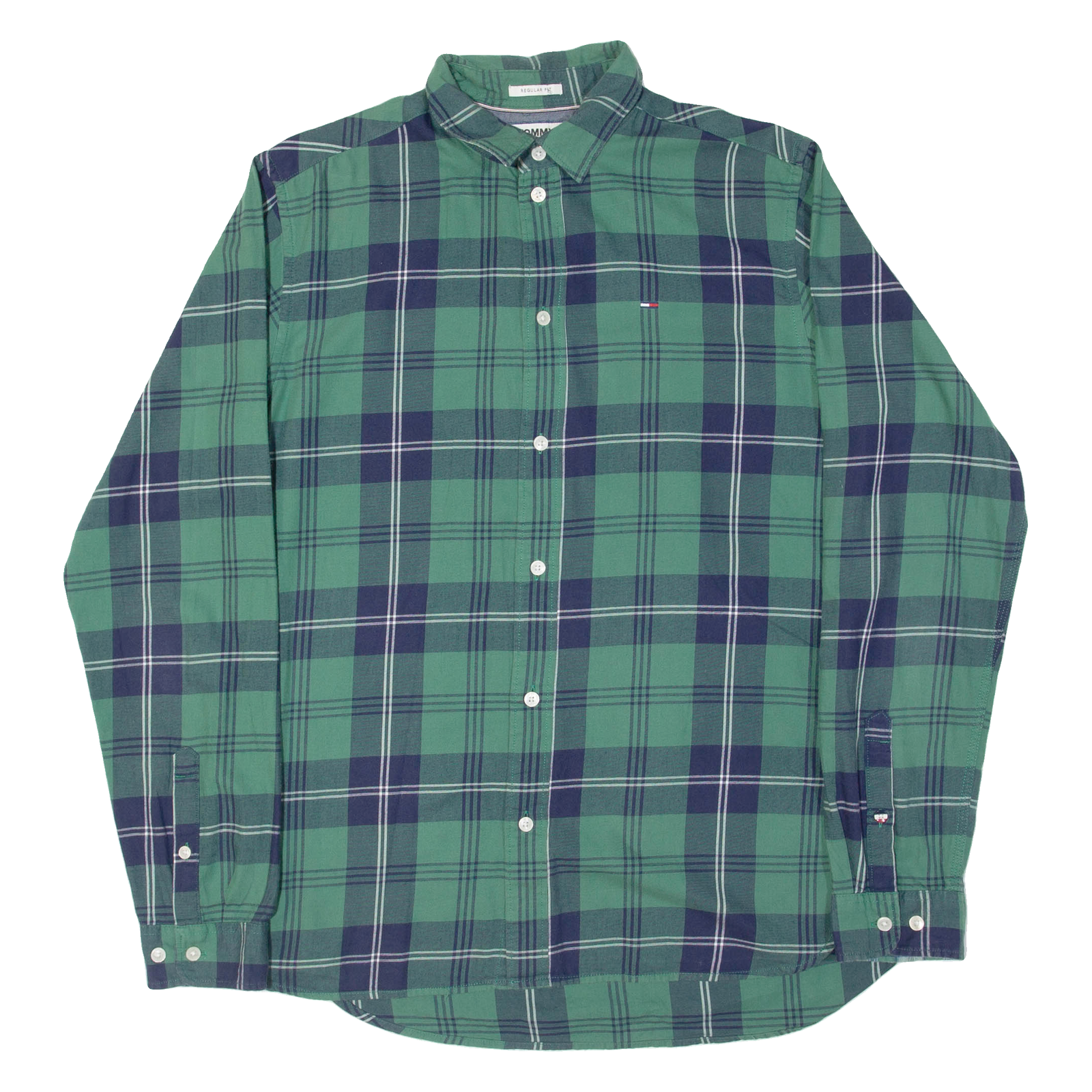 TOMMY HILFIGER Mens Shirt Green Plaid Long Sleeve S Refurbished - N/A refurbished available on Cerqular