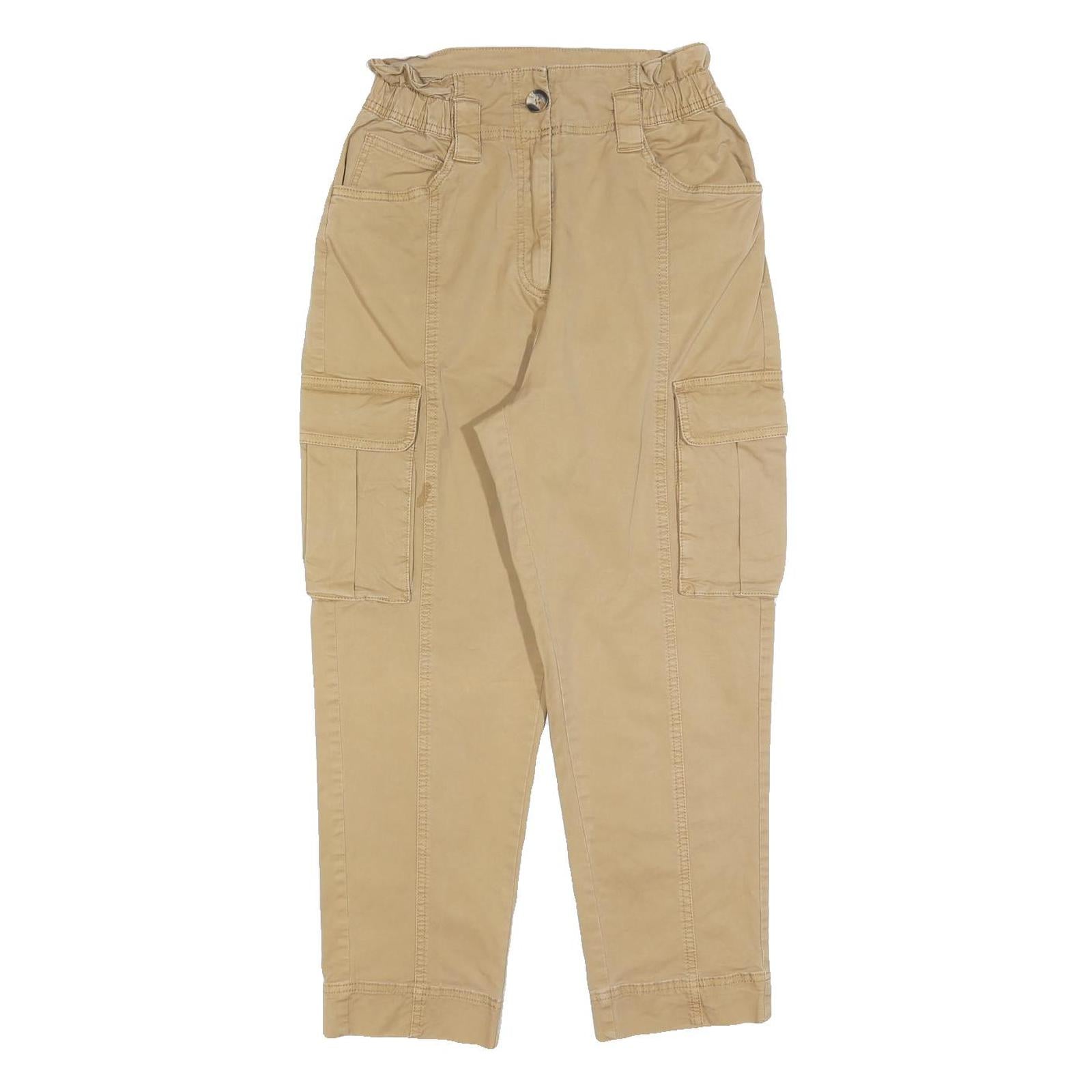 H&M Womens Beige Slim Cargo Trousers W26 L26 Cotton Blend Zip Casual Refurbished - N/A refurbished available on Cerqular