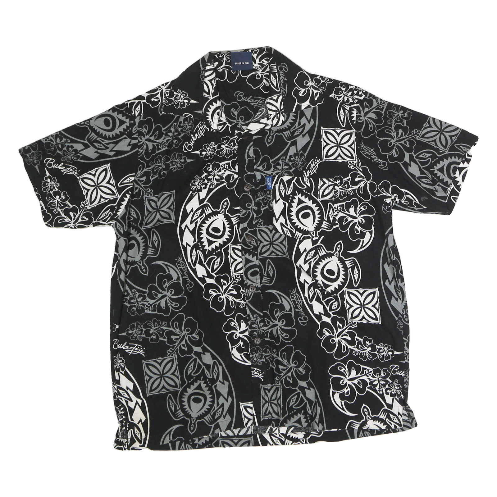 AISOKULA Mens Black & Grey Pattern Short Sleeve Shirt M Cotton Summer Casual Refurbished - N/A refurbished available on Cerqular