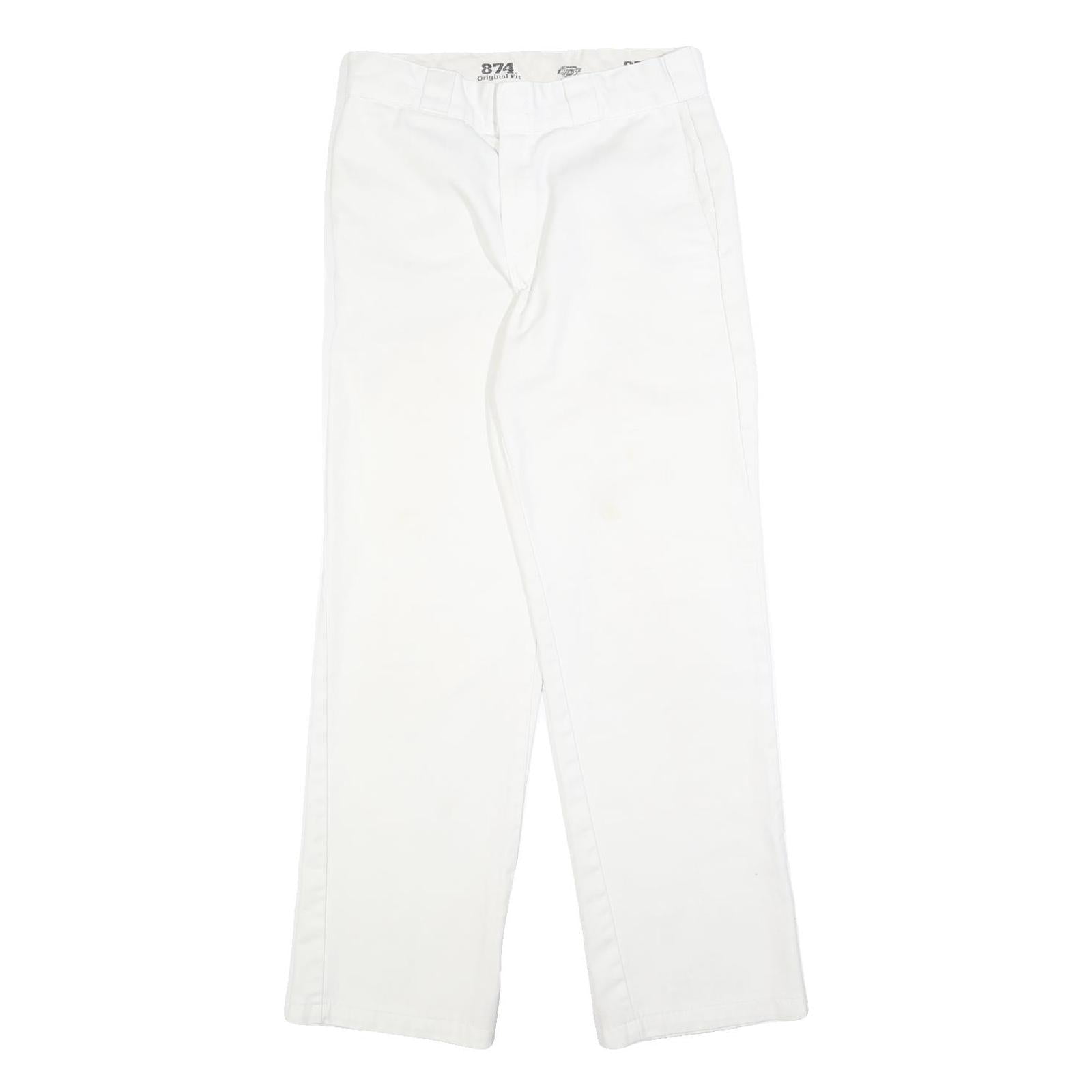 DICKIES Mens White Regular Fit Straight Leg Trousers W28 L29 Cotton Blend Zip Refurbished - N/A refurbished available on Cerqular