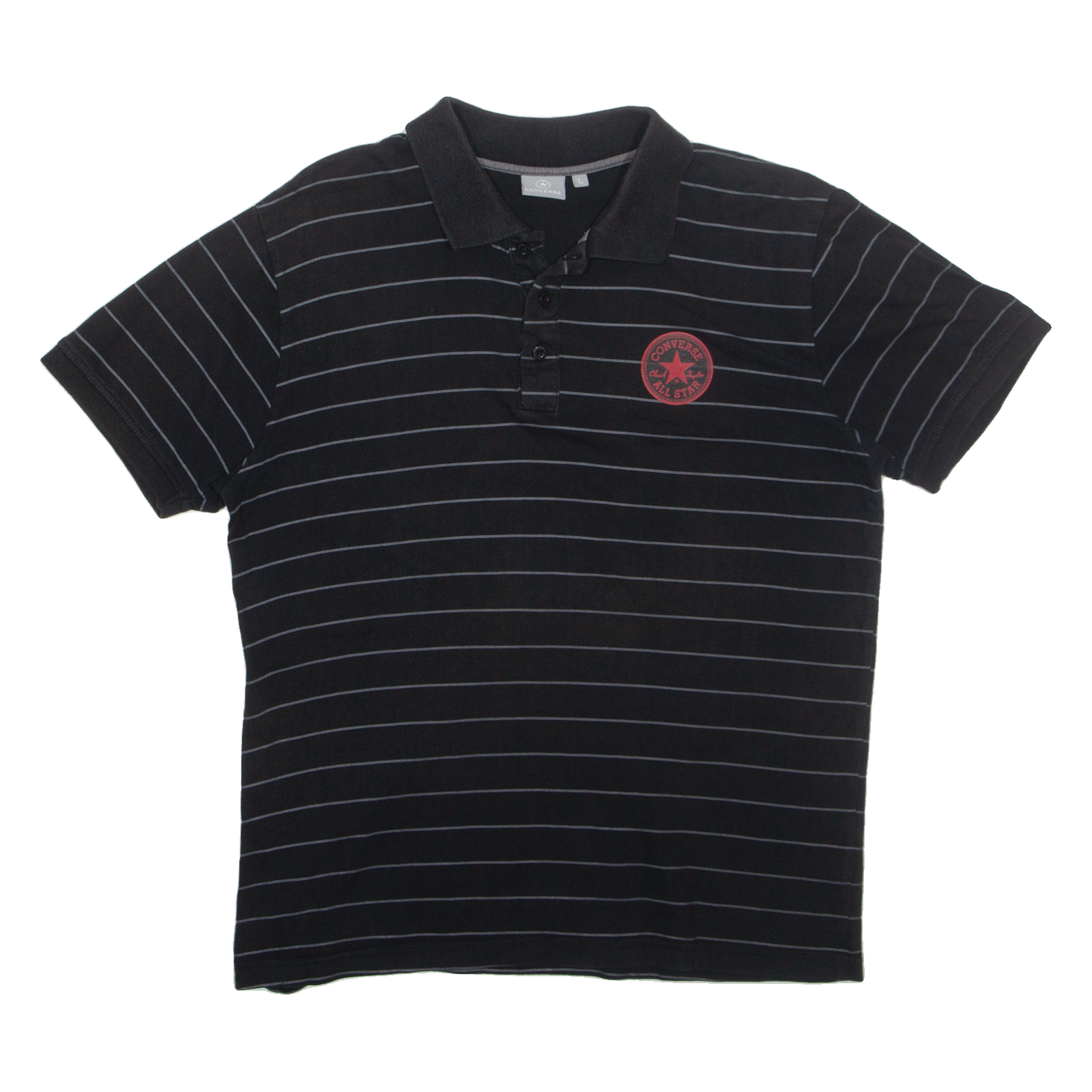 CONVERSE Mens Polo Shirt Black Striped L Refurbished - N/A refurbished available on Cerqular