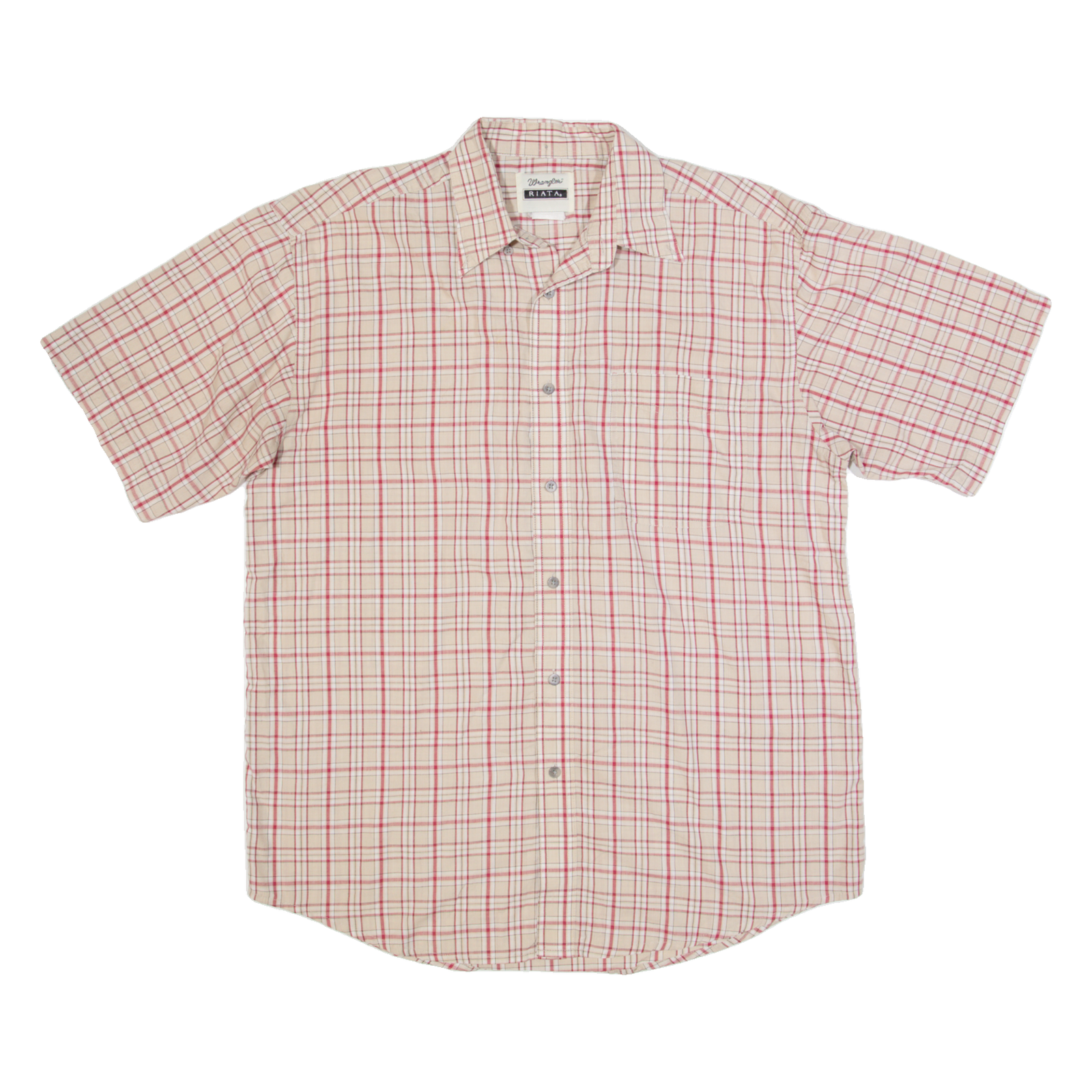 WRANGLER Riata Mens Shirt Beige 90s Check L Refurbished - N/A refurbished available on Cerqular
