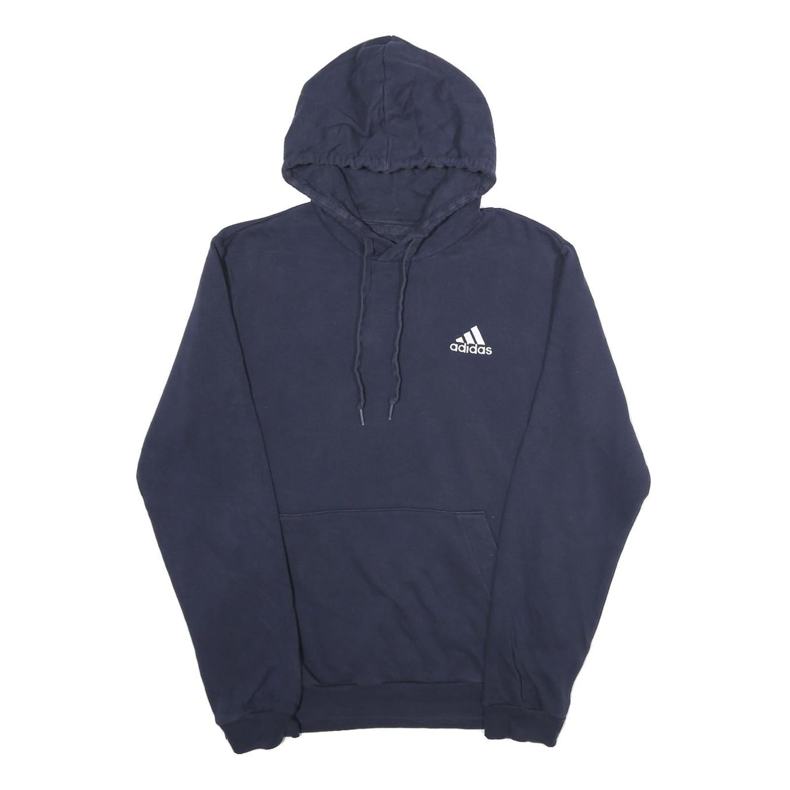 ADIDAS Mens Navy Blue Hoodie M Cotton Blend Pullover Drawstring Refurbished - N/A refurbished available on Cerqular