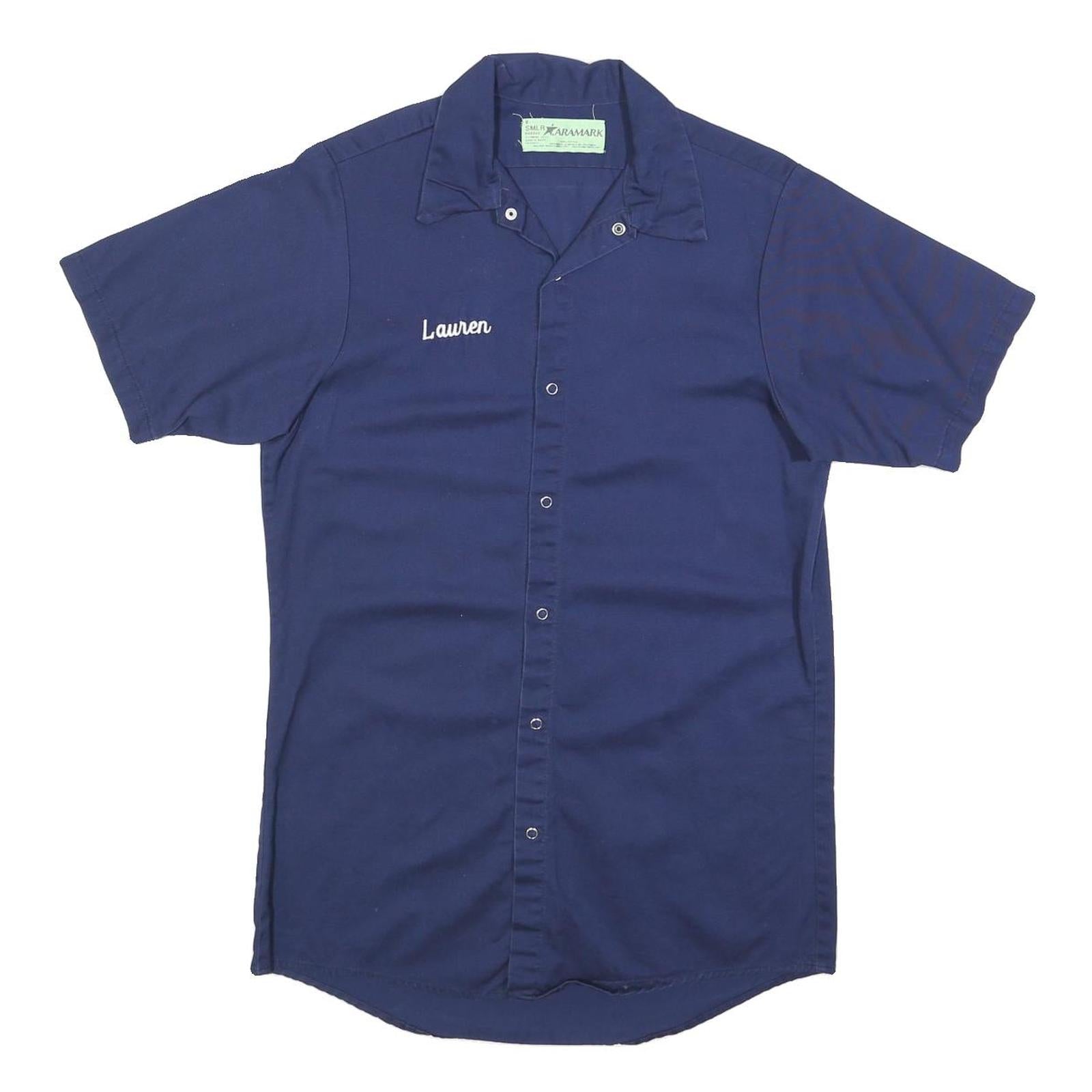 ARAMARK Womens Blue Short Sleeve Work Shirt S Button Up Cotton Blend Refurbished - N/A refurbished available on Cerqular