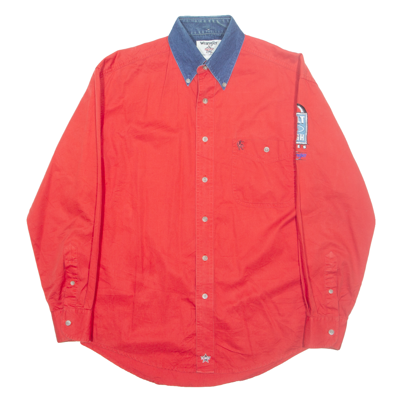 WRANGLER Mens Plain Shirt Red Long Sleeve S Refurbished - N/A refurbished available on Cerqular