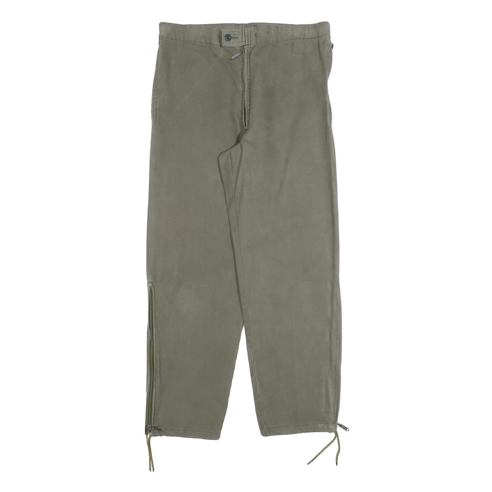 Mens Relaxed Fit Beige Cotton Blend Trousers W34 L30 Zip Closure Straight Leg Refurbished - N/A refurbished available on Cerqular