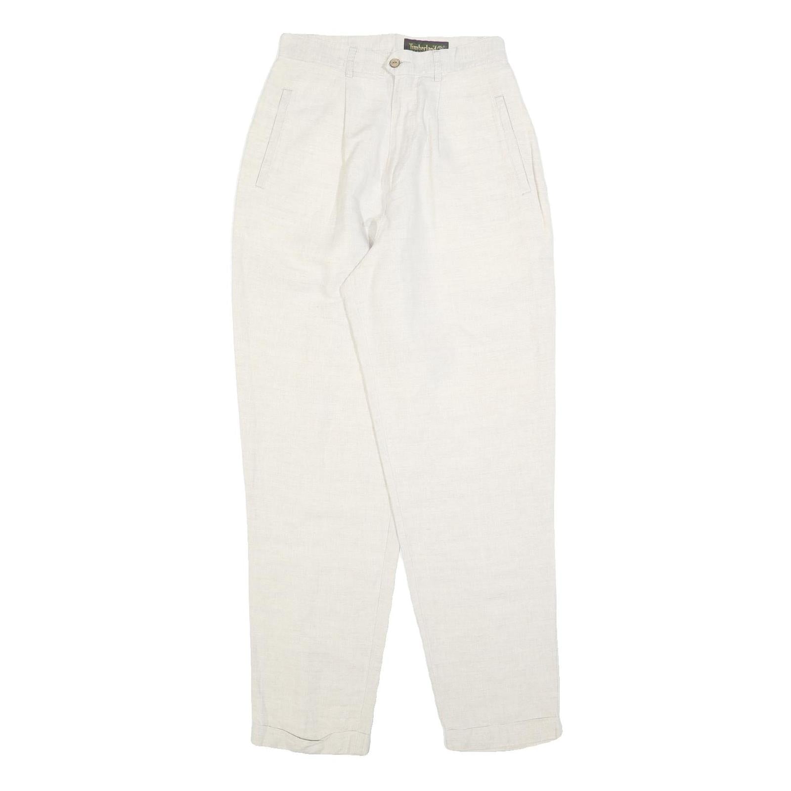 TIMBERLAND Womens Linen White Relaxed Straight Trousers W26 L28 Casual Comfort Refurbished - N/A refurbished available on Cerqular