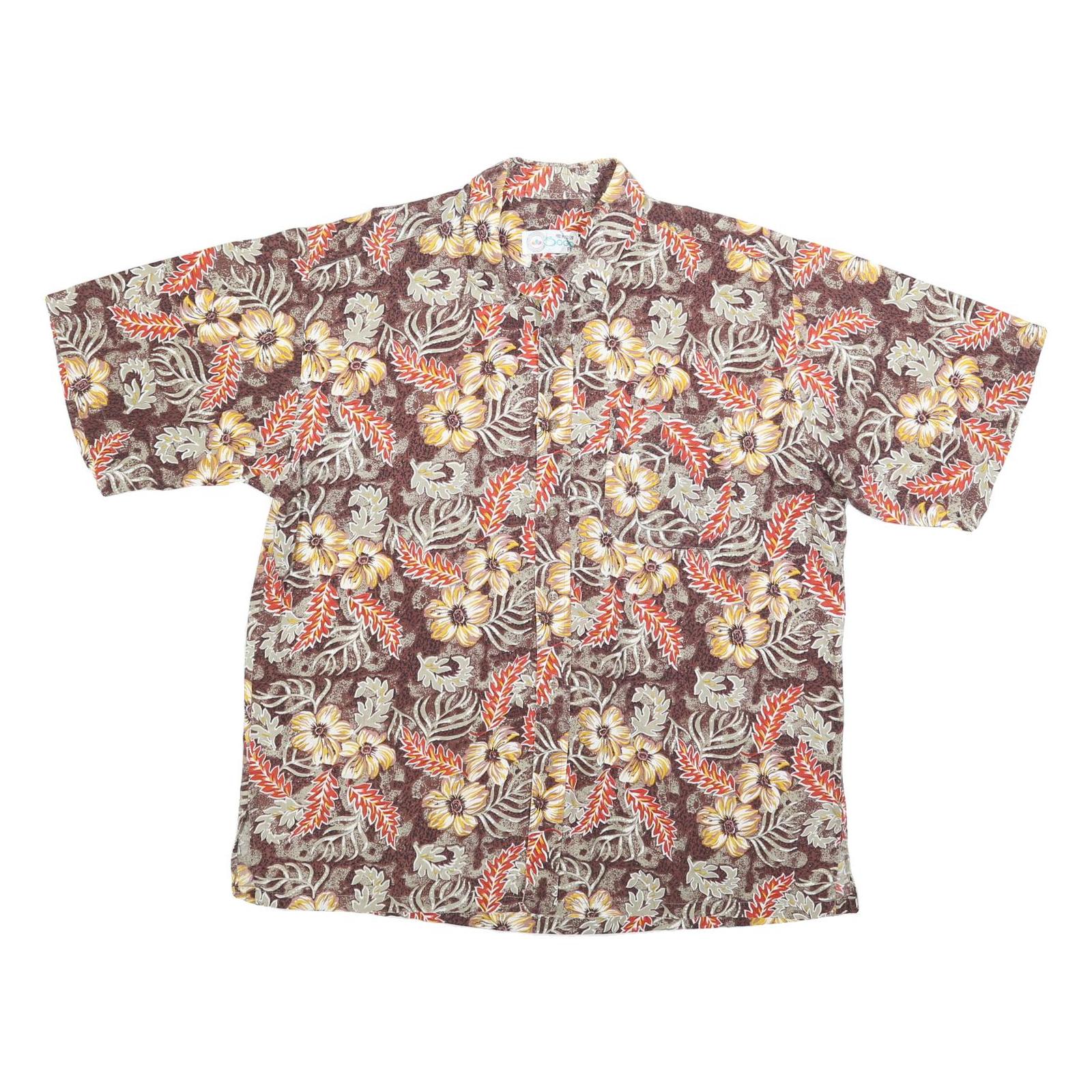 SOGO Mens Brown & Orange Floral Cotton Blend Shirt 2XL Relaxed Fit Casual Summer Refurbished - N/A refurbished available on Cerqular