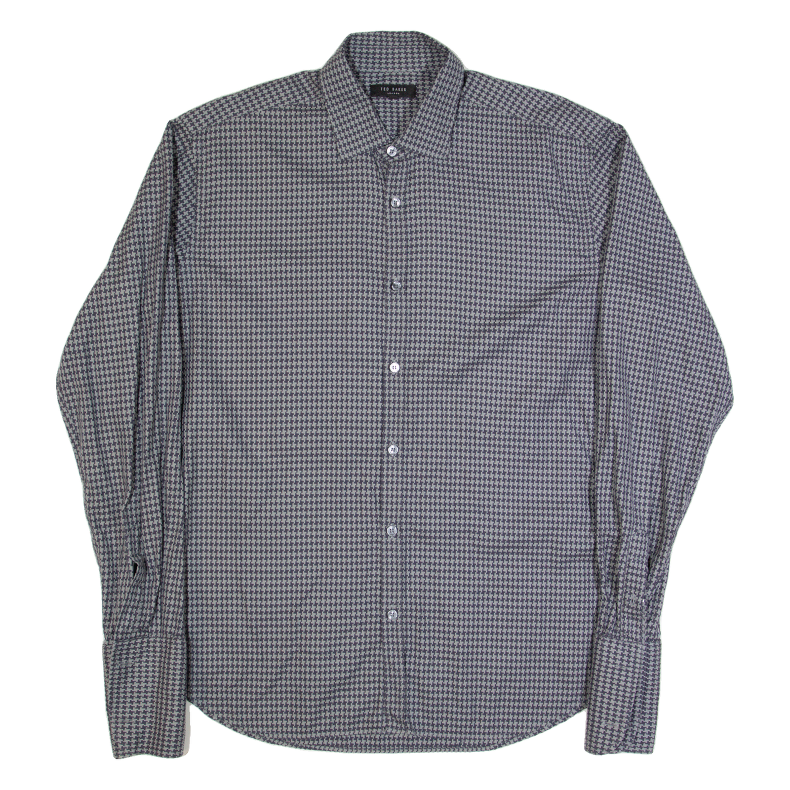 TED BAKER Mens Shirt Grey Houndstooth Long Sleeve L Refurbished - N/A refurbished available on Cerqular
