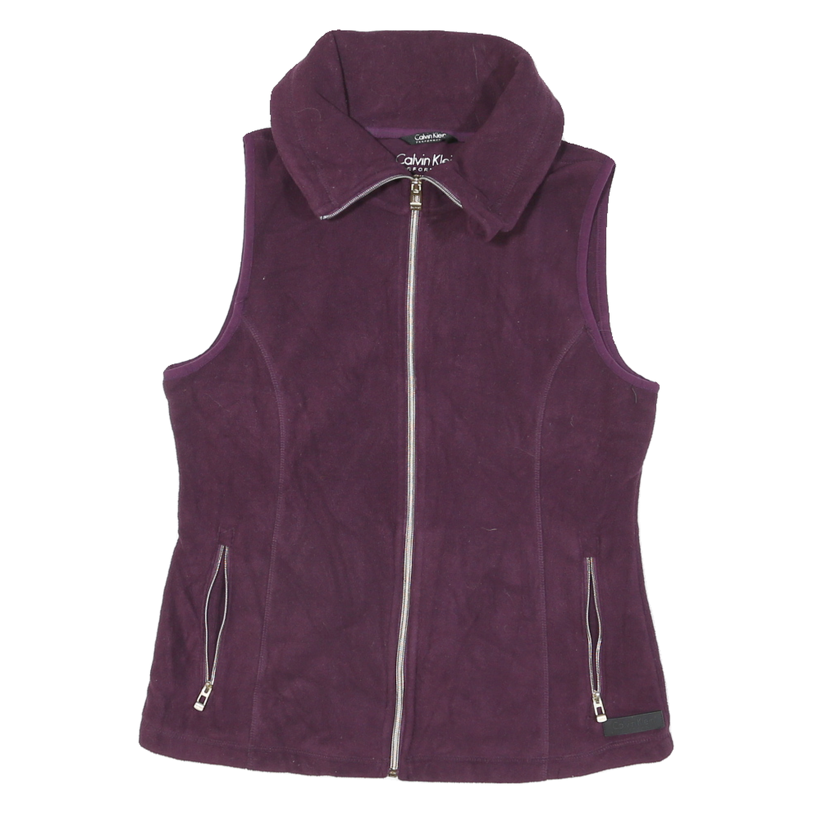 CALVIN KLEIN Womens Purple Outdoor Jacket M Polyester Blend Woven Sleeveless Zip Refurbished - N/A refurbished available on Cerqular