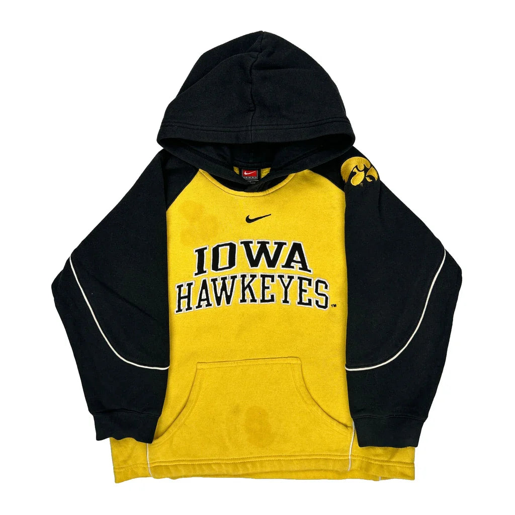 Iowa Hawkeyes, Age 7 Nike College Hoodie - Medium Black Cotton Refurbished - Thrifted (note: this is a term often used to describe second- refurbished available on Cerqular