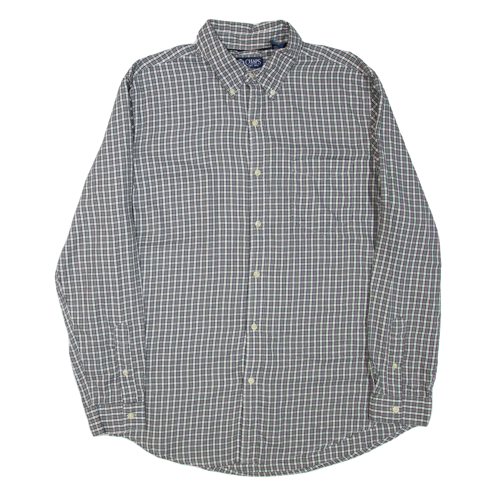 CHAPS Mens Shirt Black Check Long Sleeve L Refurbished - N/A refurbished available on Cerqular
