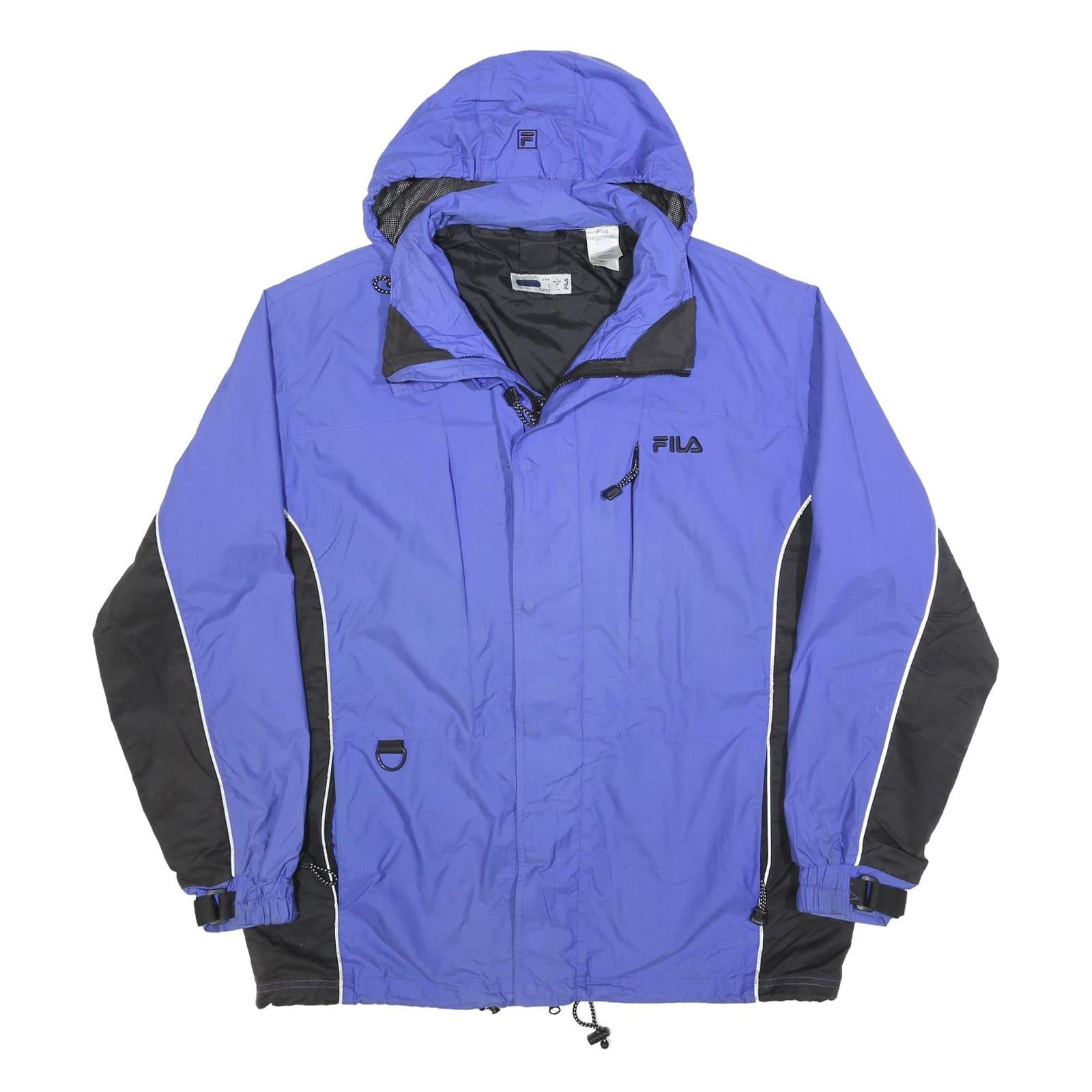 FILA Mens Blue & Black Outdoor Jacket L Polyester Blend Zip Hooded Sport Refurbished - N/A refurbished available on Cerqular