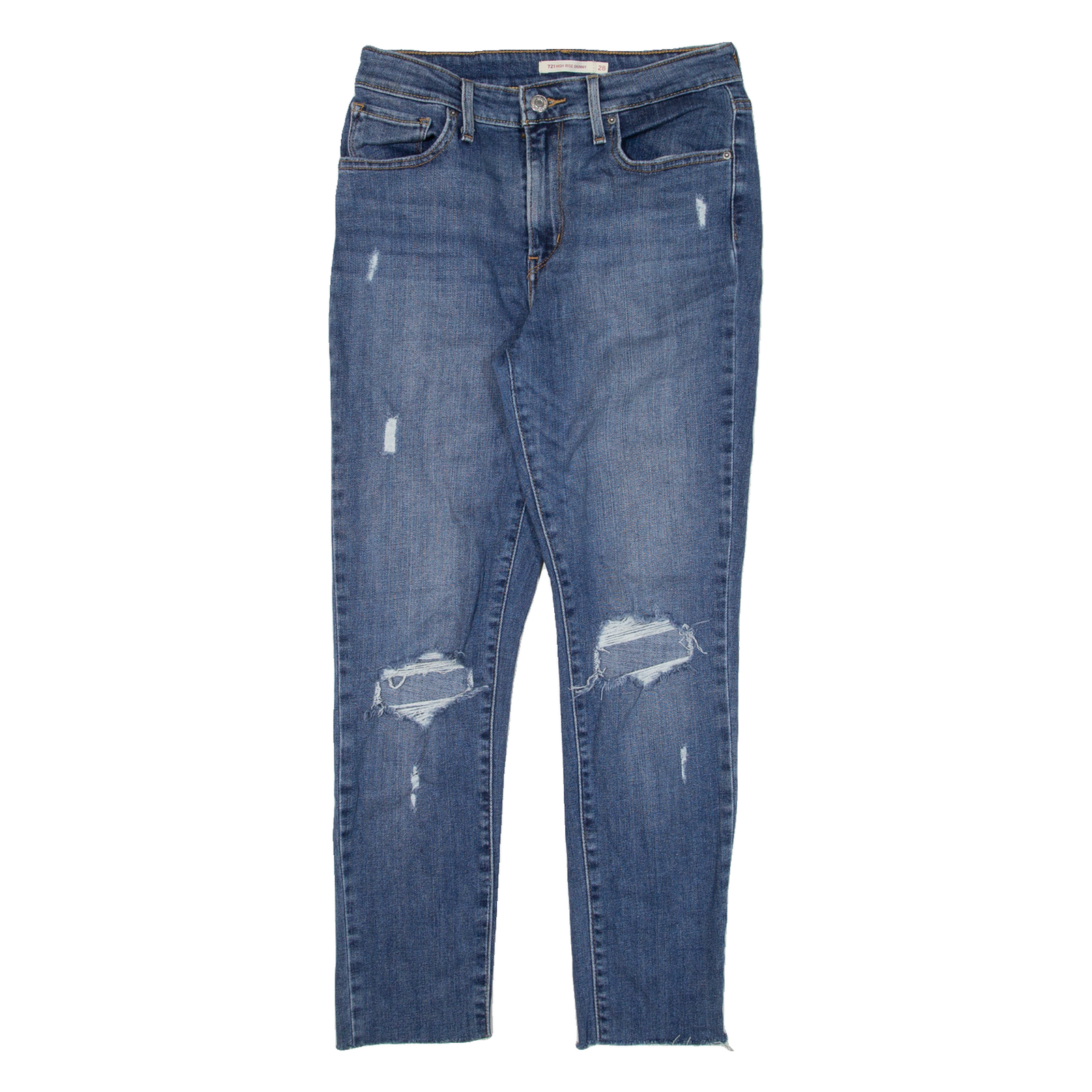 LEVI'S 721 Distressed High Rise Womens Jeans Blue Slim Skinny W28 L26 Refurbished - N/A refurbished available on Cerqular
