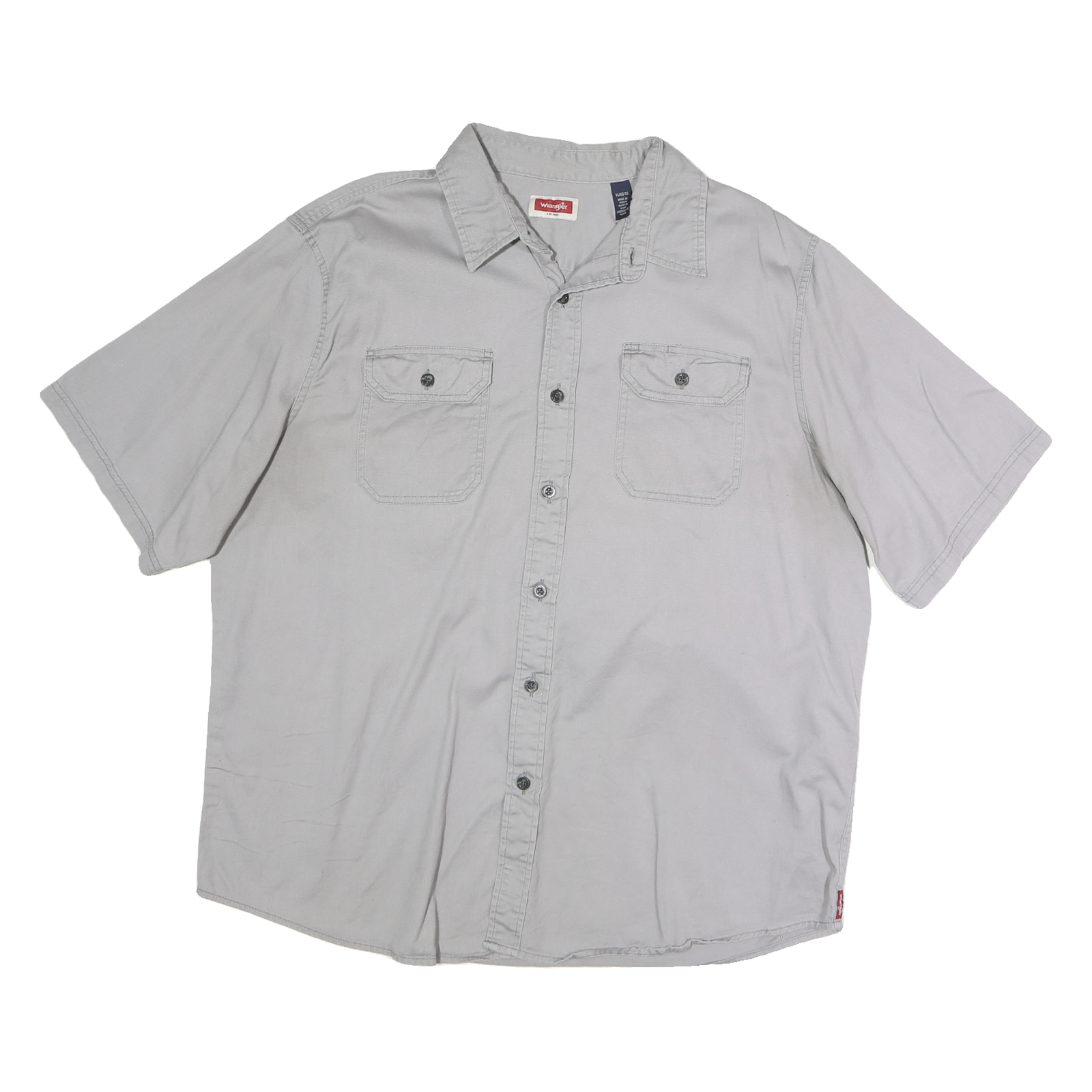 WRANGLER Mens Grey Cotton Shirt XL Button Short Sleeve Casual Refurbished - N/A refurbished available on Cerqular