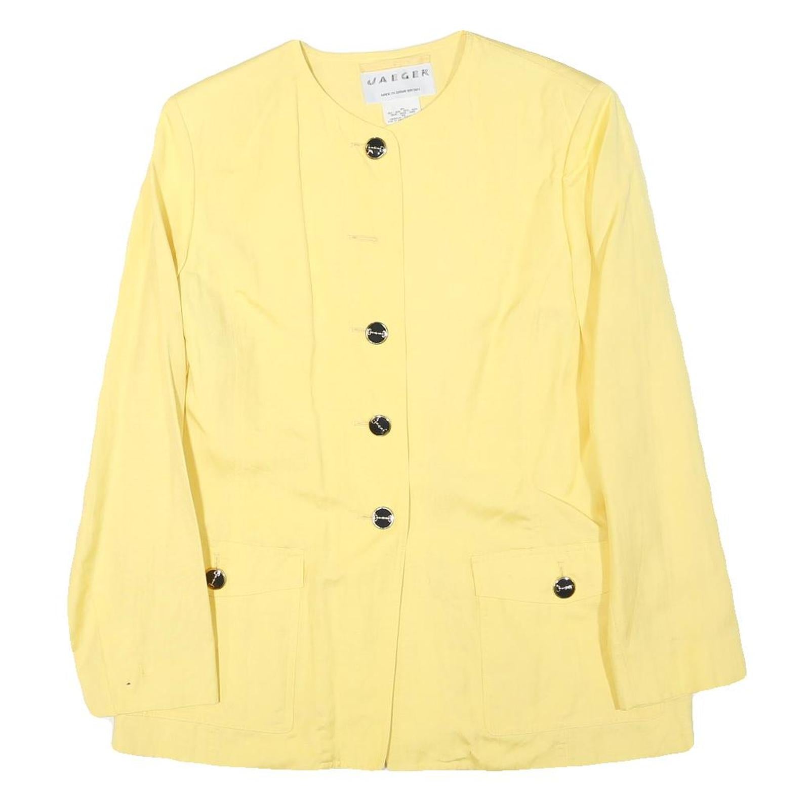 JAEGER Womens Yellow Linen Blend Button Jacket UK 16 Classic Tailored Refurbished - N/A refurbished available on Cerqular