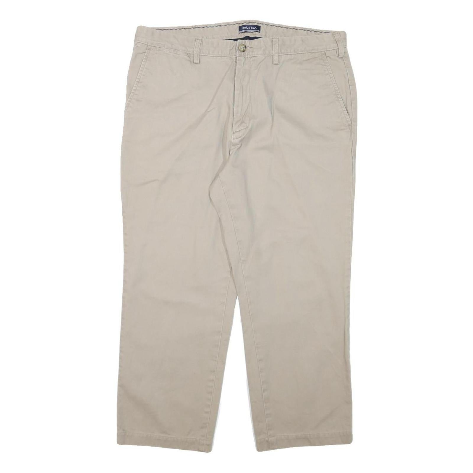 NAUTICA Mens Beige Cotton Blend Regular Straight Trousers W36 L25 Classic Casual Refurbished - N/A refurbished available on Cerqular