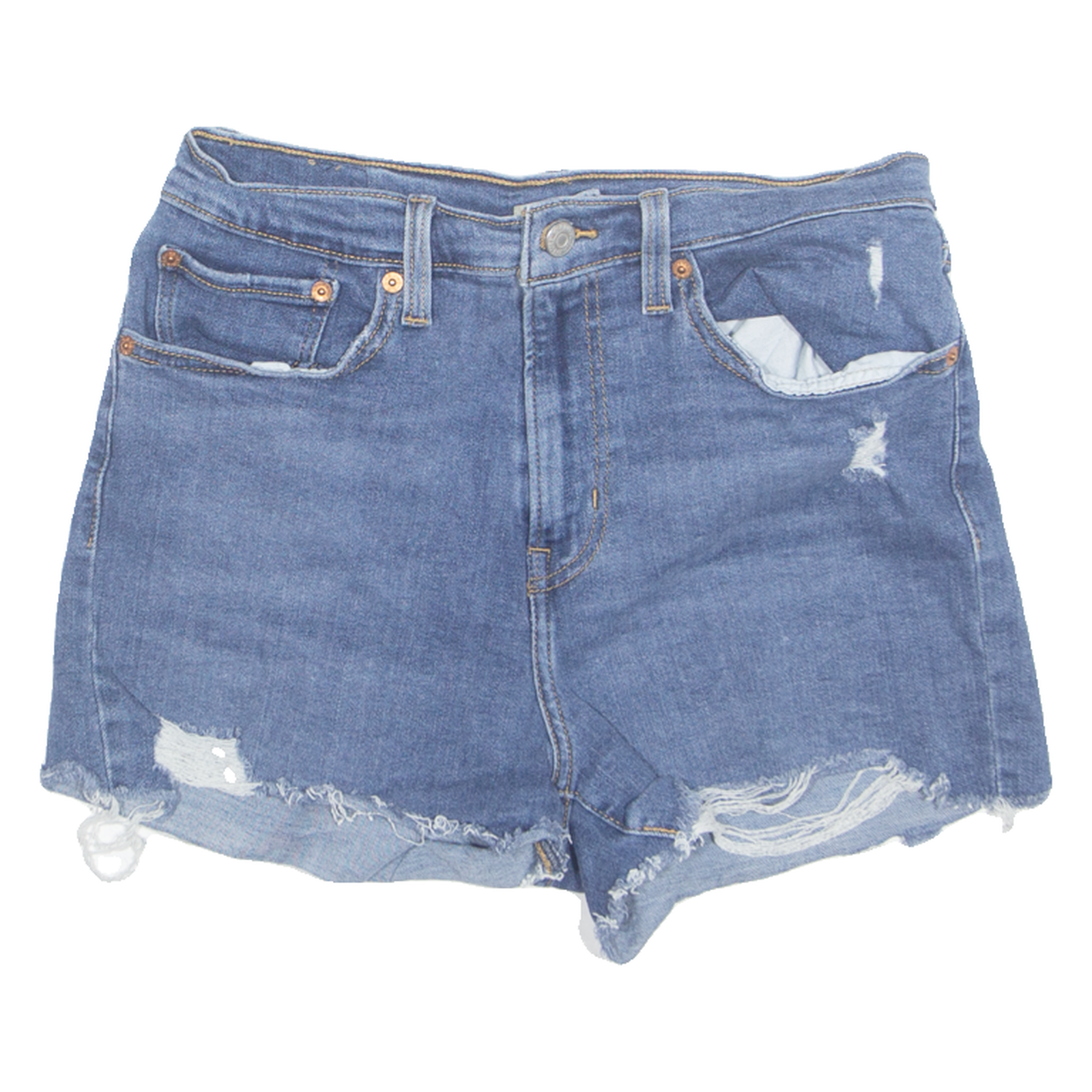 LEVI'S Cut Off High Rise Womens Denim Shorts Blue M W28 Refurbished - N/A refurbished available on Cerqular