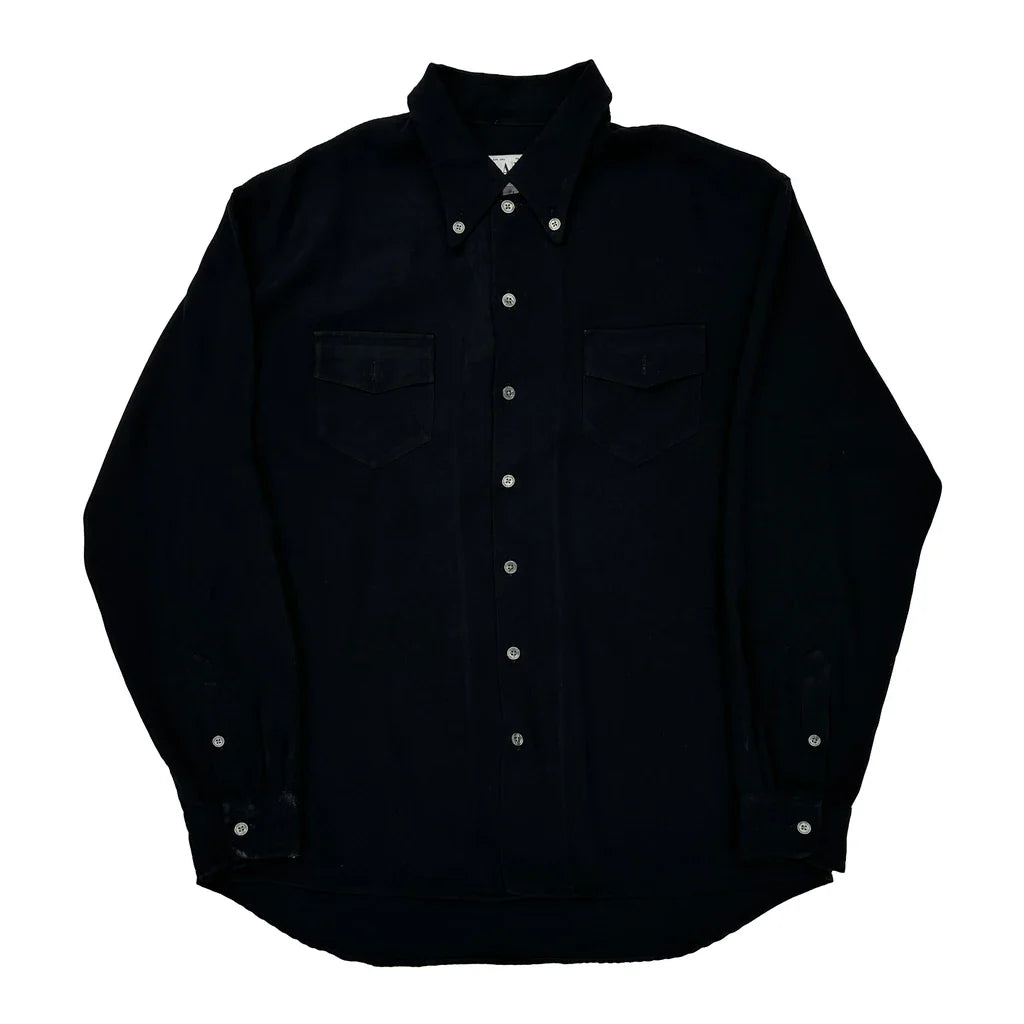 Armani Exchange Shirt - Large Black Polyester Refurbished - Thrifted (note: this is a term often used to describe second- refurbished available on Cerqular