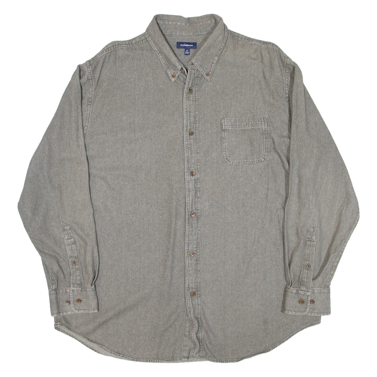 CROFT & BARROW Mens Plain Shirt Grey Long Sleeve XL Refurbished - N/A refurbished available on Cerqular