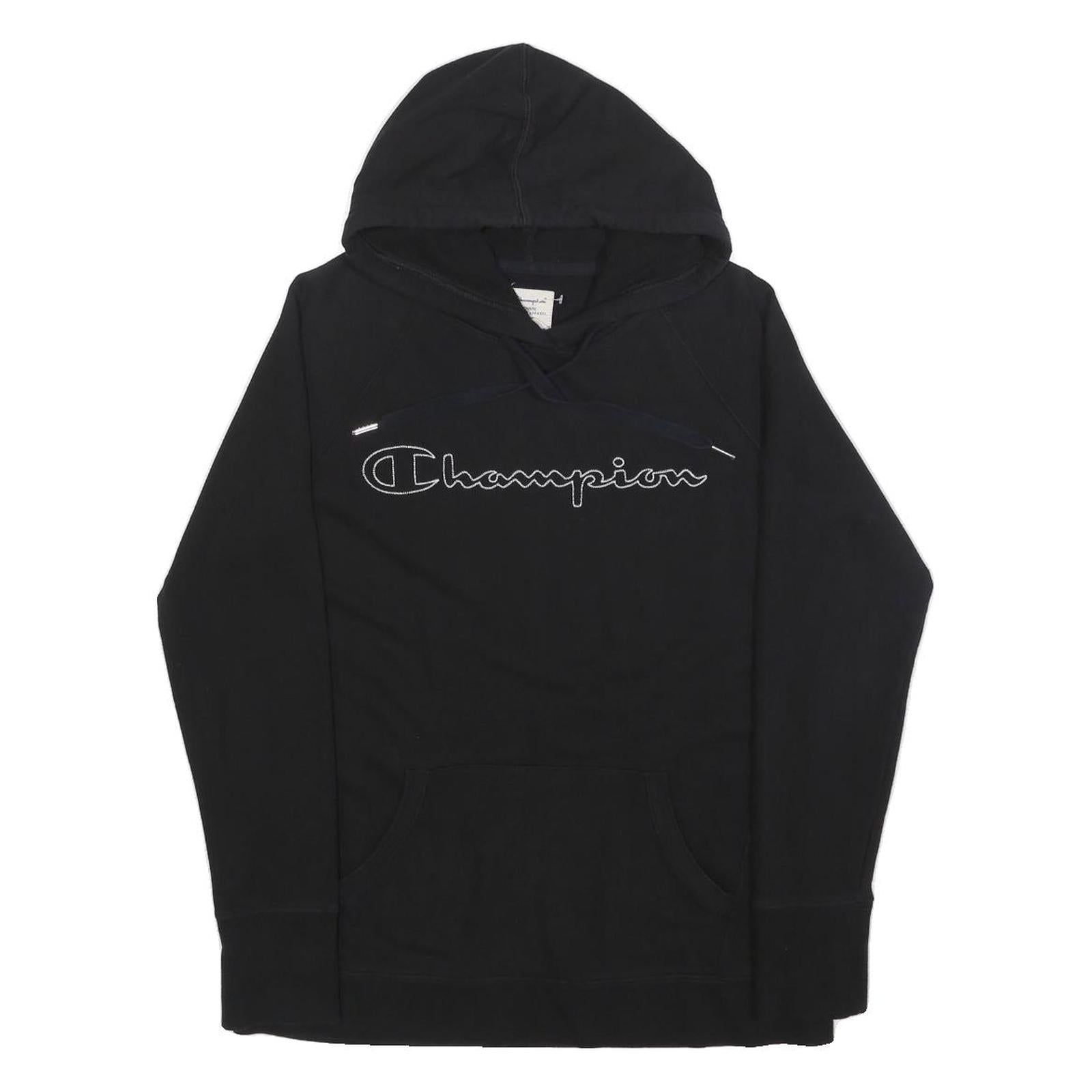 CHAMPION Mens Black Hoodie S Cotton Blend Pullover Classic Logo Sweatshirt Refurbished - N/A refurbished available on Cerqular