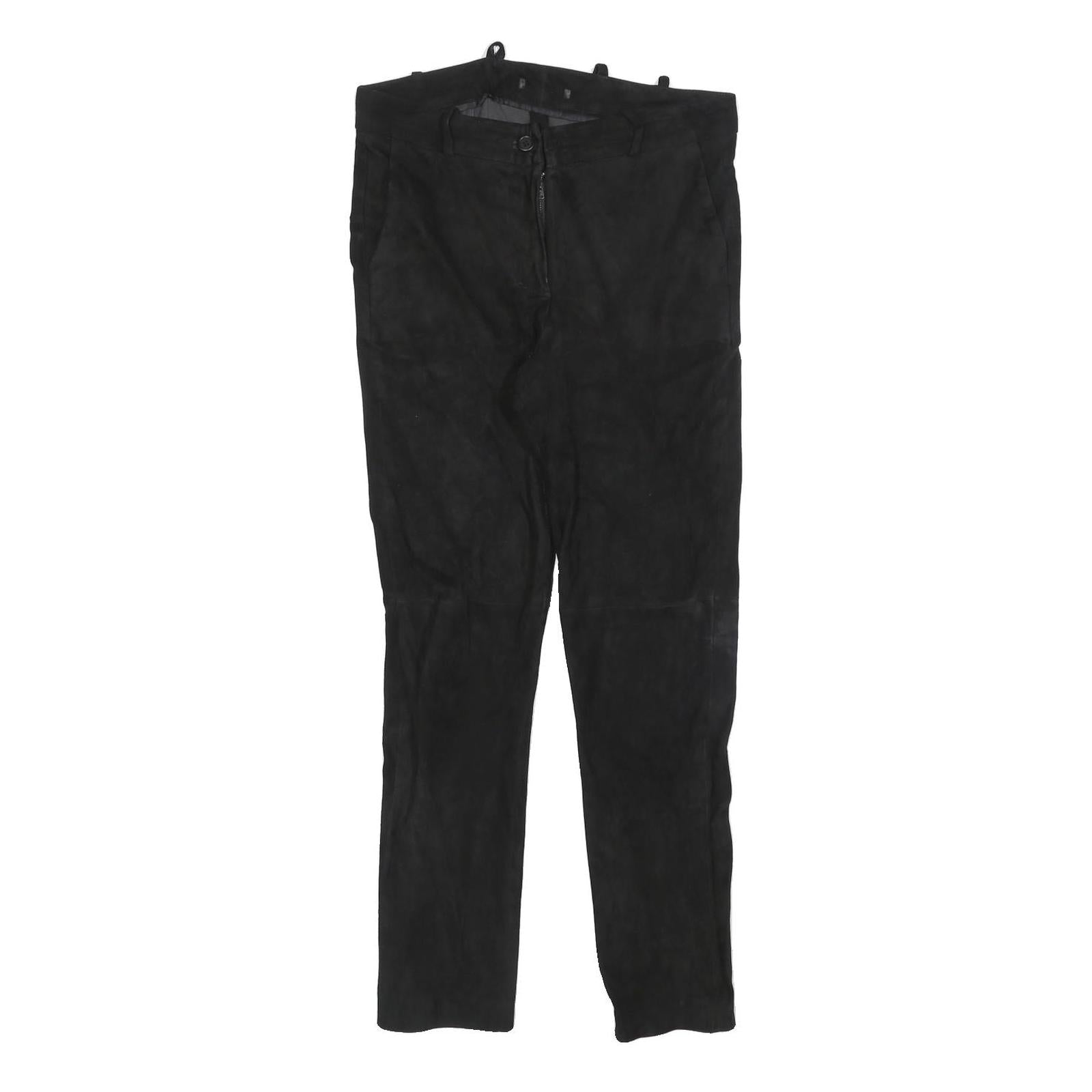 Womens Black Leather Slim Fit Zip Trousers W30 L28 Stylish Comfortable Refurbished - N/A refurbished available on Cerqular
