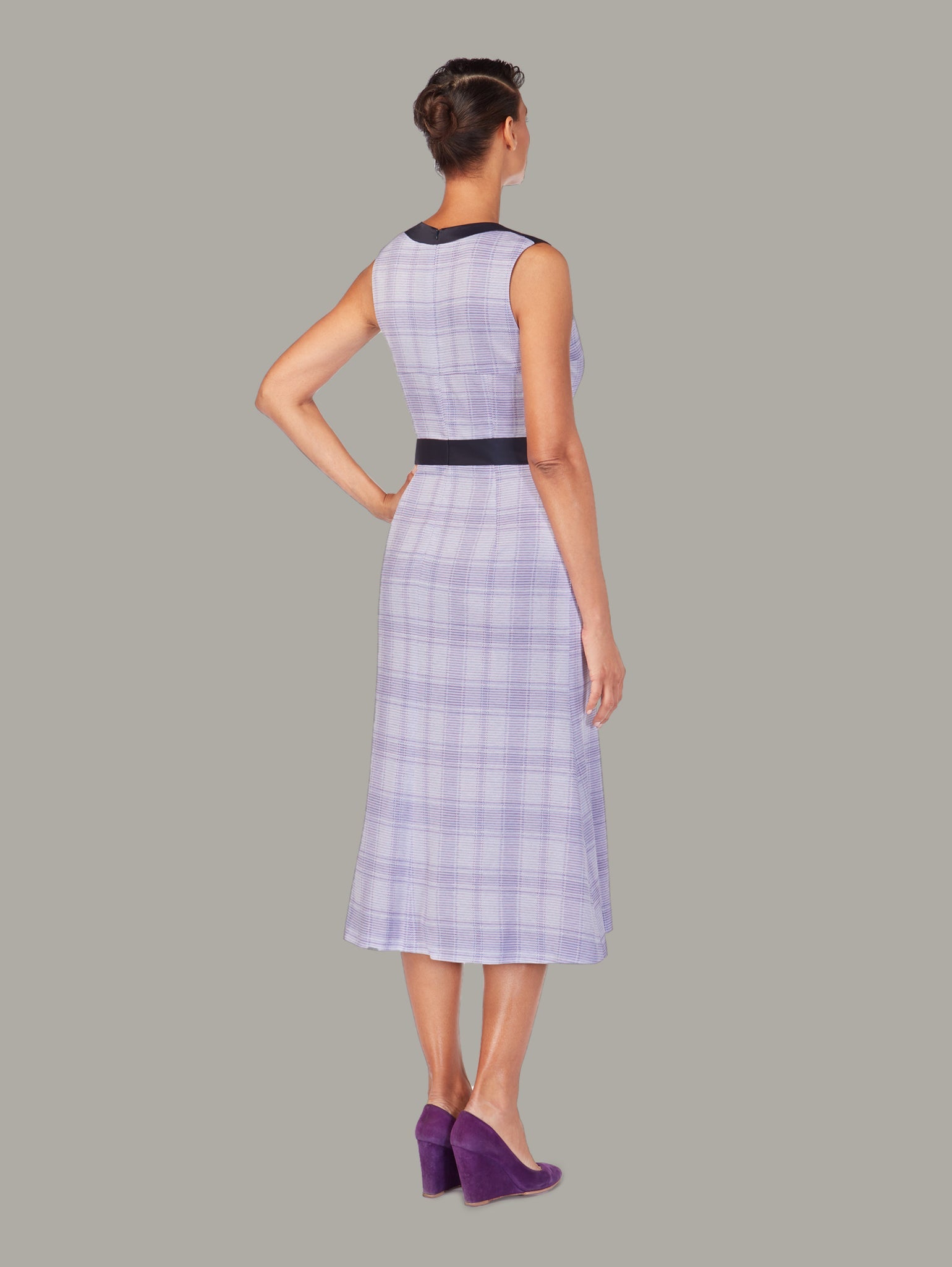ACACIA | Panelled Jacquard Jersey Dress | Colour: Lilac Mix | Size: UK 14 (US 8) Refurbished - N/A refurbished available on Cerqular