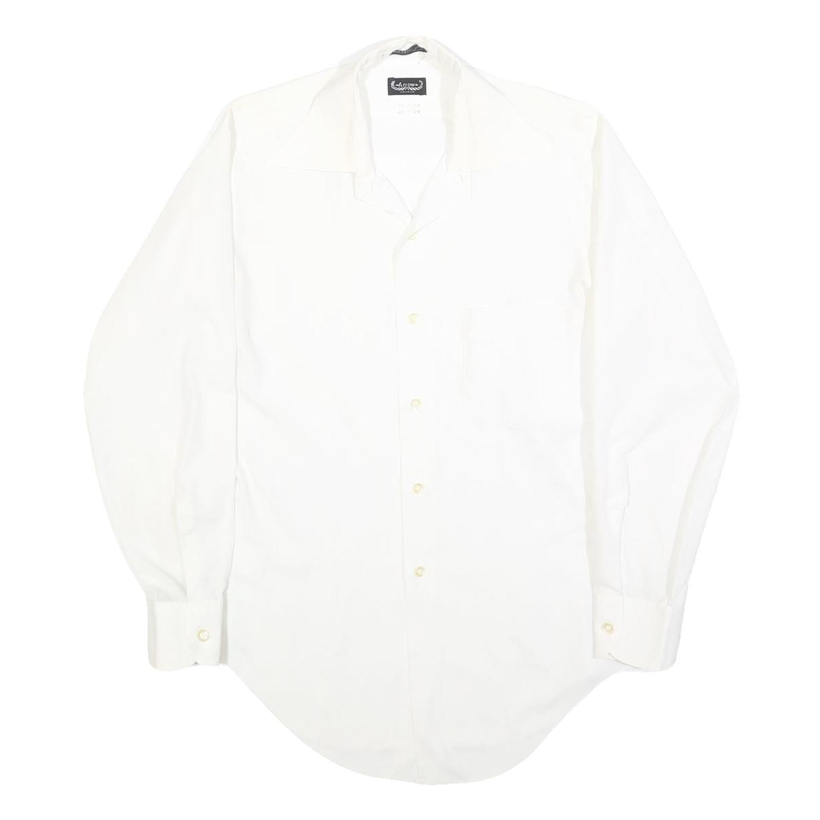 ARROW Mens White Plain Shirt S Classic Button Collar Cotton Blend Refurbished - N/A refurbished available on Cerqular