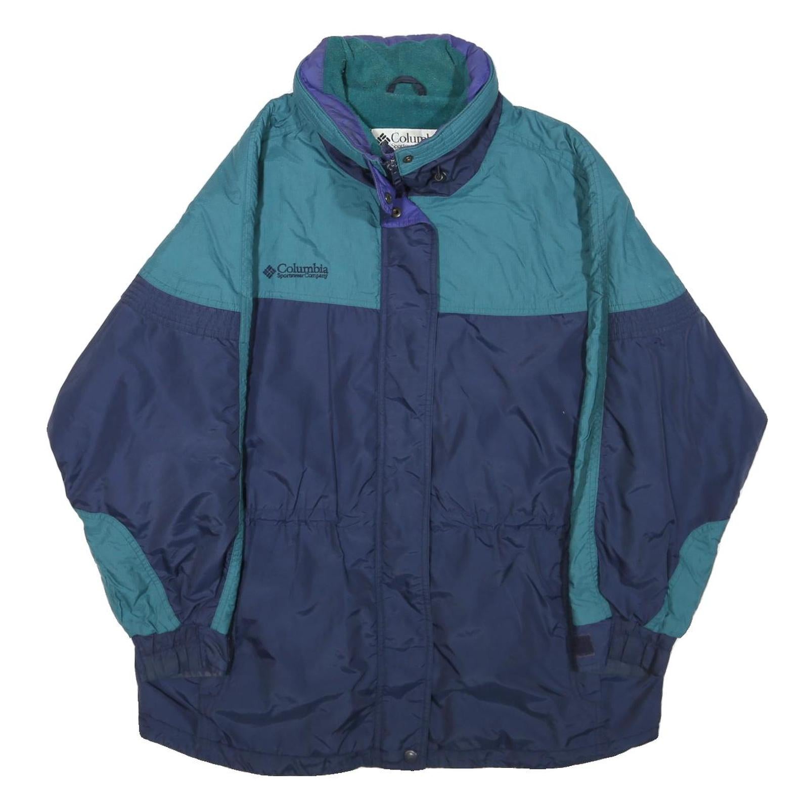 COLUMBIA Mens Blue & Teal Outdoor Jacket L Polyamide Blend Windbreaker Zip Refurbished - N/A refurbished available on Cerqular