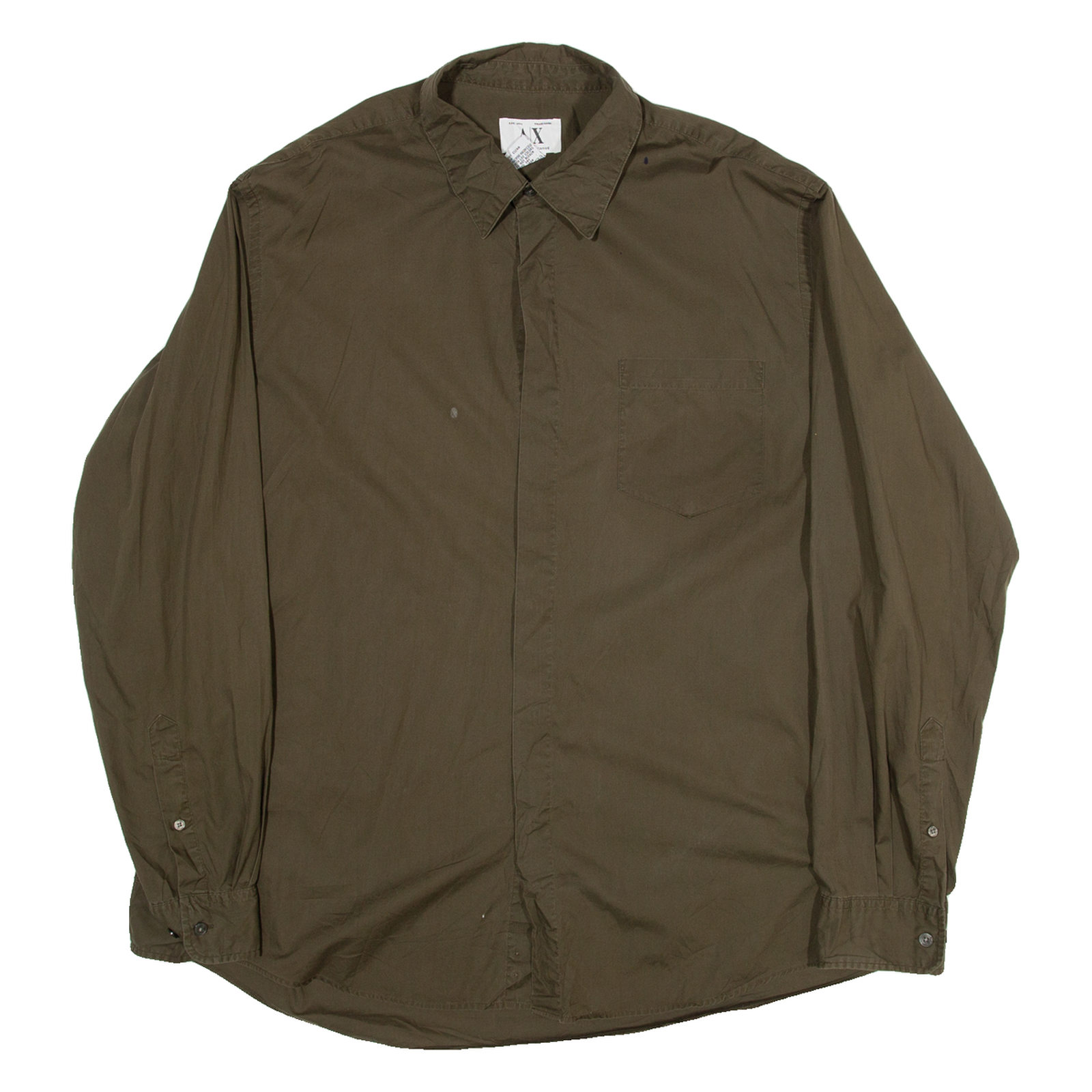 ARMANI EXCHANGE Mens Plain Shirt Green Long Sleeve XL Refurbished - N/A refurbished available on Cerqular
