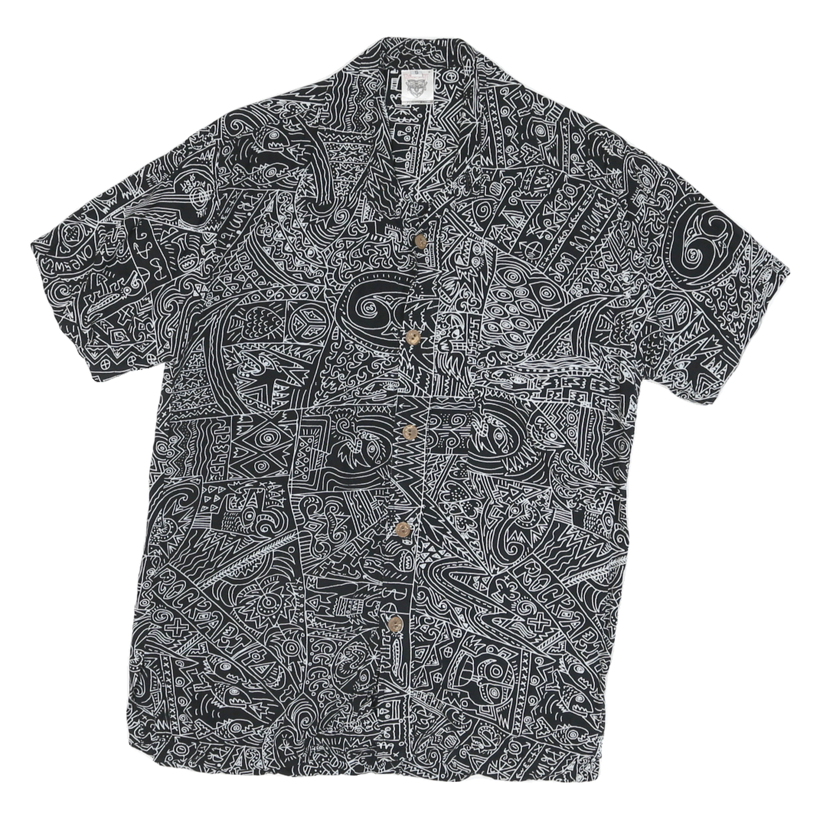 ROCK ART Mens Black & White Abstract Pattern Shirt S Cotton Blend Summer Casual Refurbished - N/A refurbished available on Cerqular