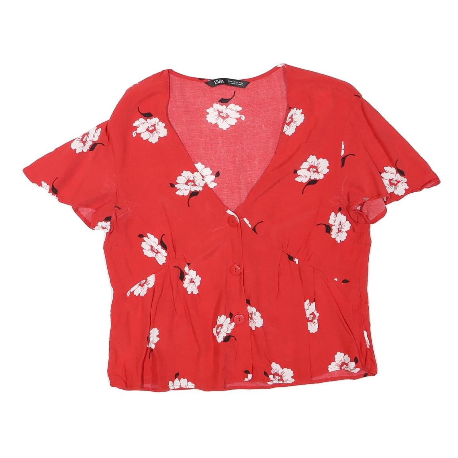 Buy ZARA Womens Red Floral Printed Blouse Short Sleeve V-Neck M Summer Top Refurbished - $18.19 ZARA Womens Red Floral Printed Blouse Short Sleeve V-Neck M Summer Top Refurbished - N/A refurbished available on Cerqular