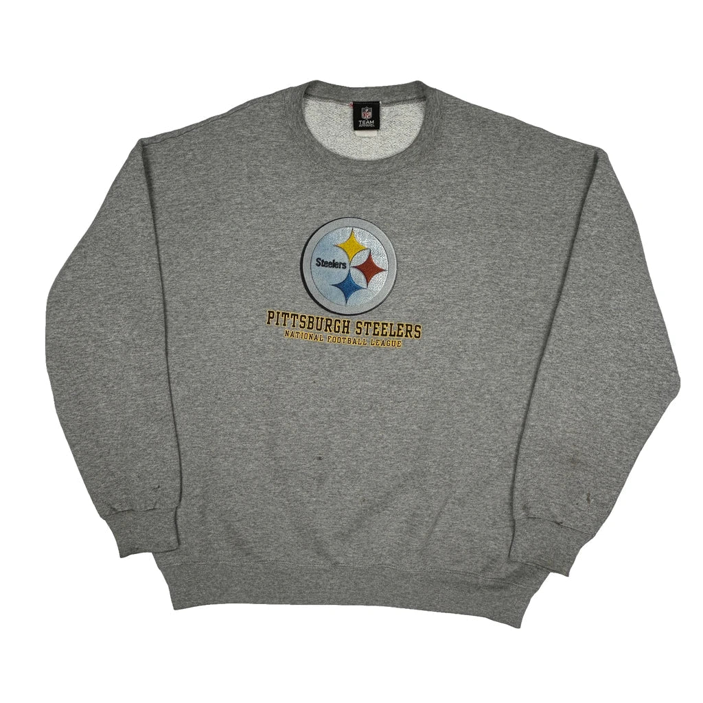 Pittsburgh Steelers Nfl Football Sweatshirt - XL Grey Cotton Blend Refurbished - Thrifted (note: this is a term often used to describe second- refurbished available on Cerqular