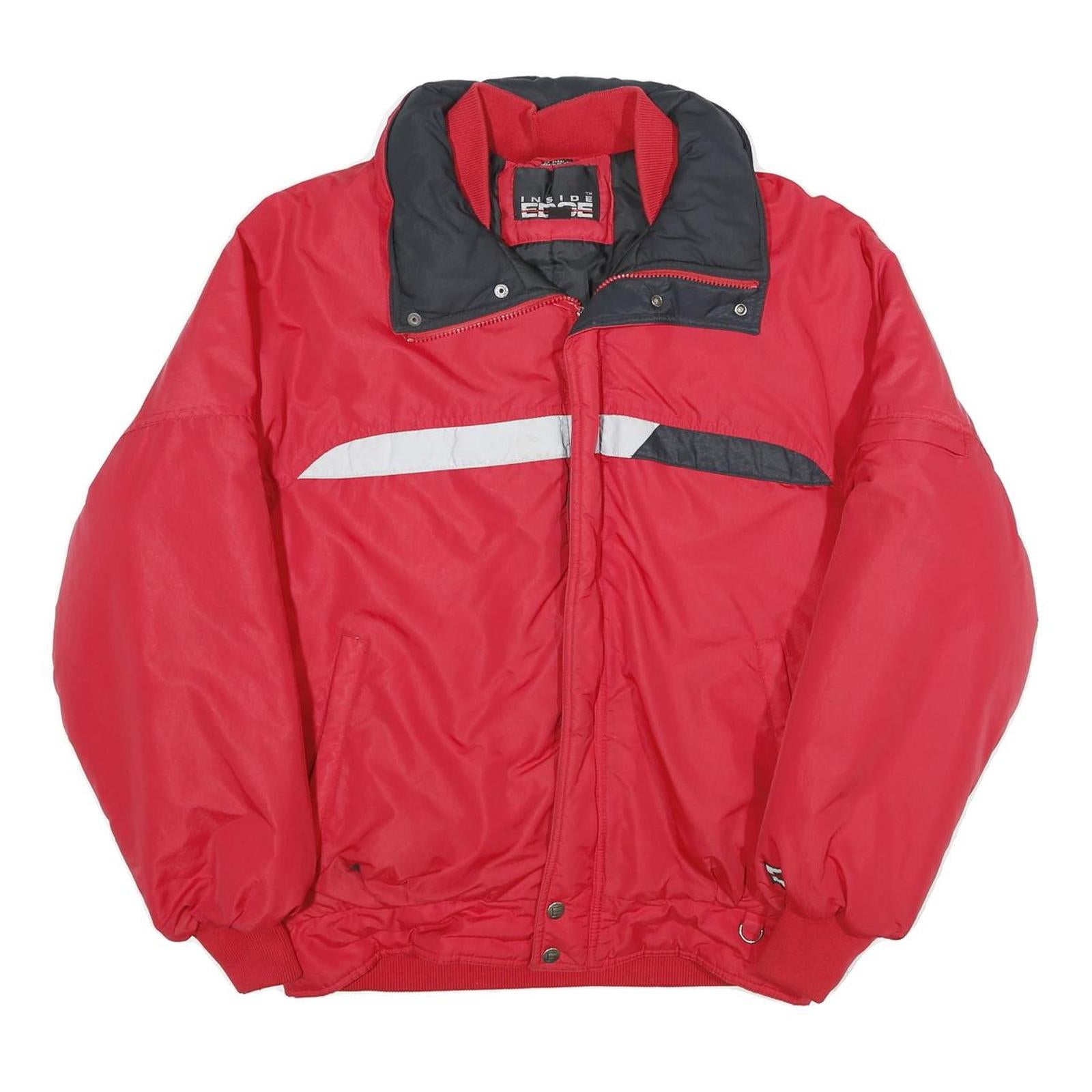 INSIDE EDGE Mens Red & Black Nylon Jacket L Zip Plain Casual Sportswear Refurbished - N/A refurbished available on Cerqular
