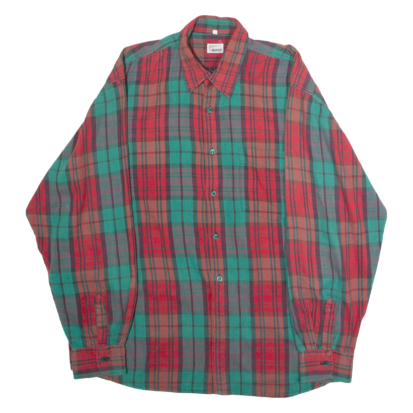 CREATION MANOR Mens Shirt Green 90s Check Long Sleeve L Refurbished - N/A refurbished available on Cerqular
