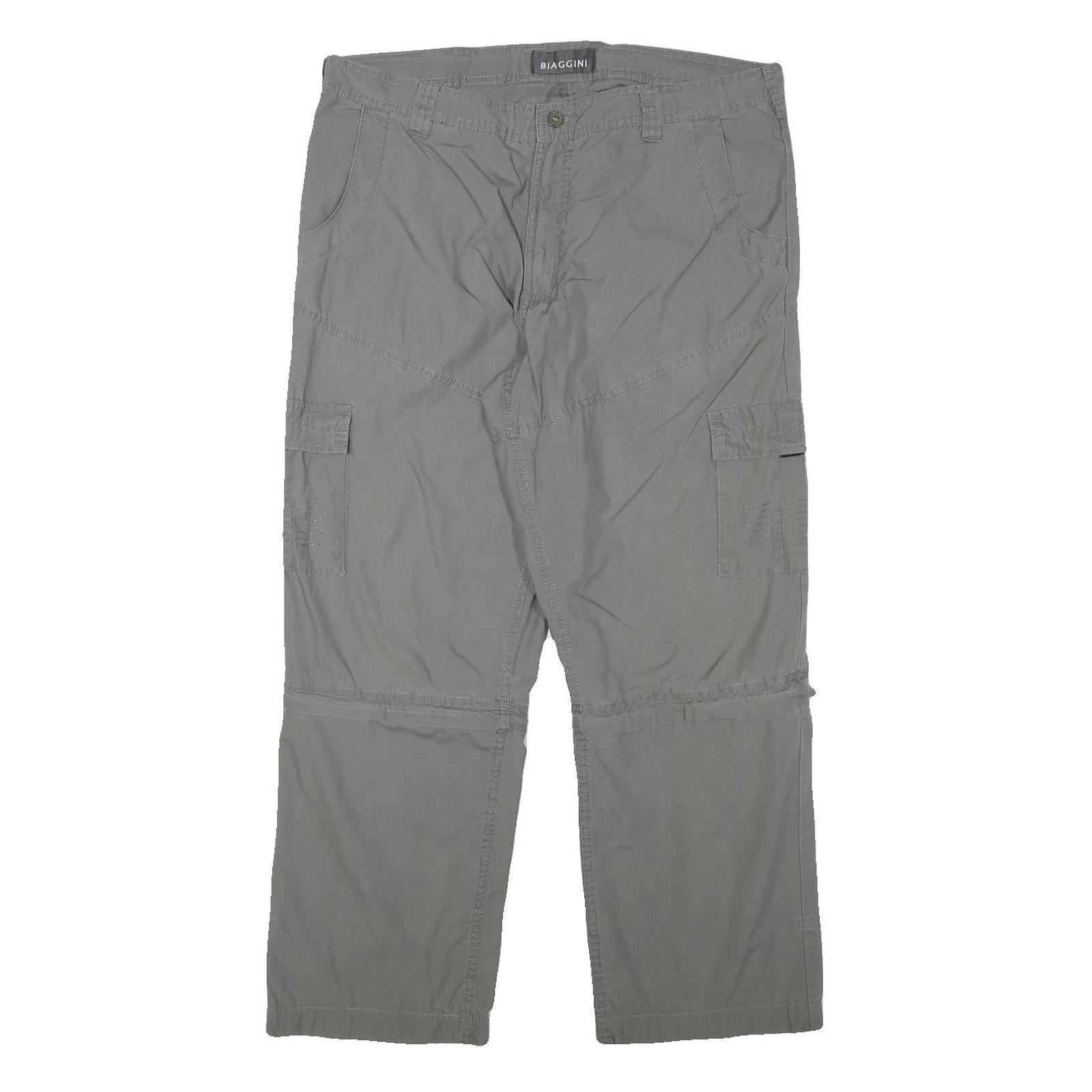 BIAGGINI Mens Relaxed Cotton Blend Grey Cargo Trousers W36 L28 Zip Closure Refurbished - N/A refurbished available on Cerqular