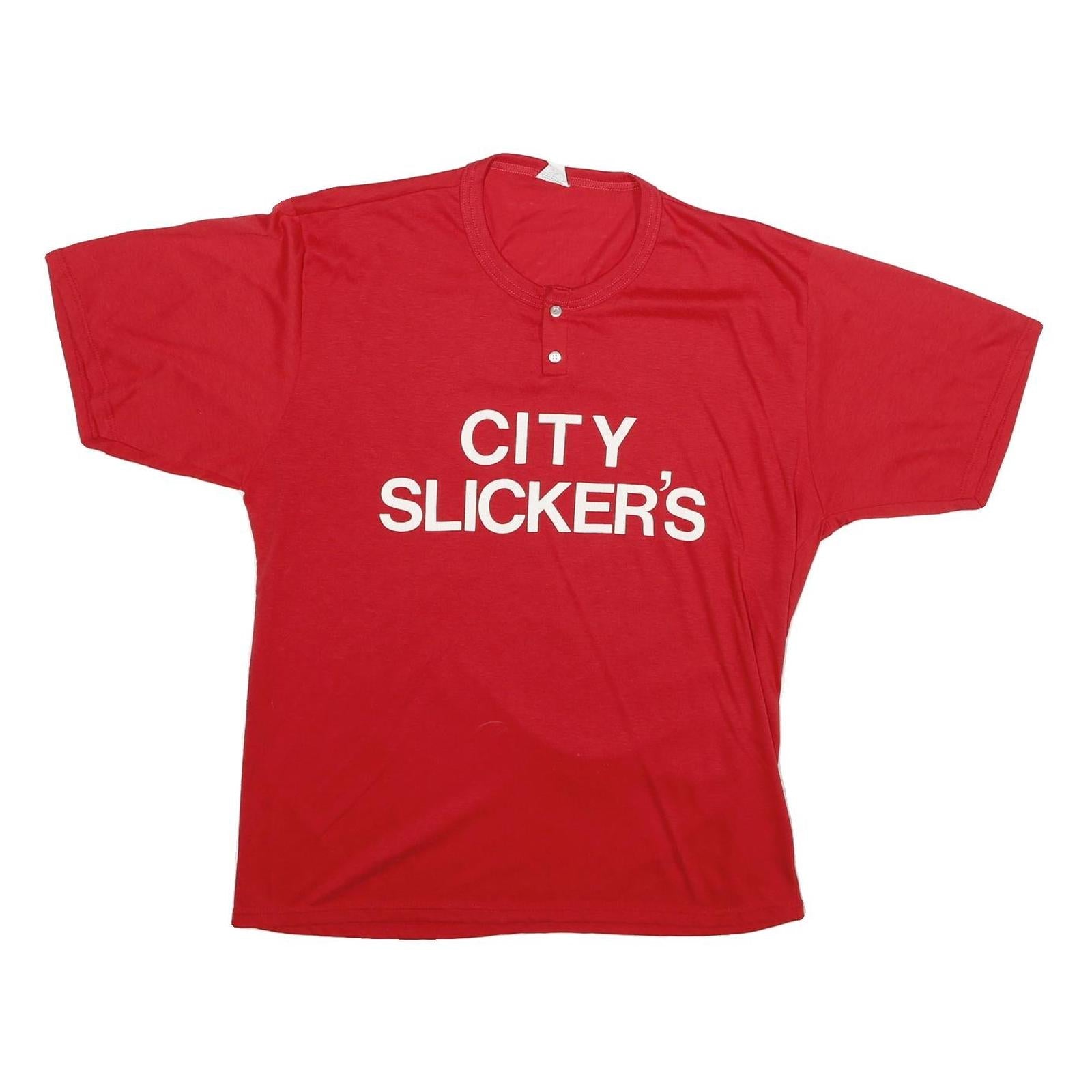 Mens Red Cotton Graphic T-Shirt XL Short Sleeve Round Neck City Slicker's Refurbished - N/A refurbished available on Cerqular