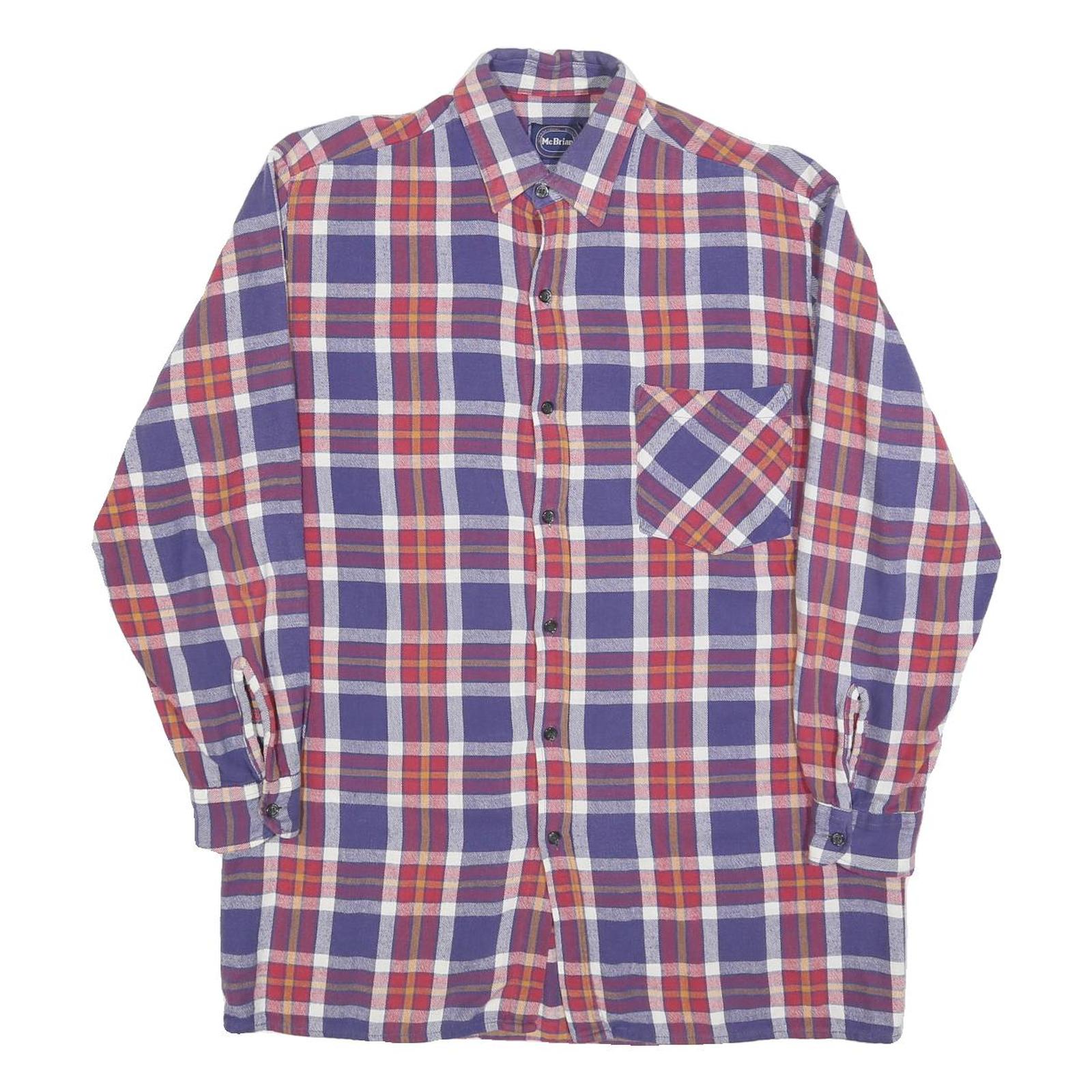 MCBRIAN Mens Purple & Red Check Shirt L Long Sleeve Cotton Blend Casual Refurbished - N/A refurbished available on Cerqular
