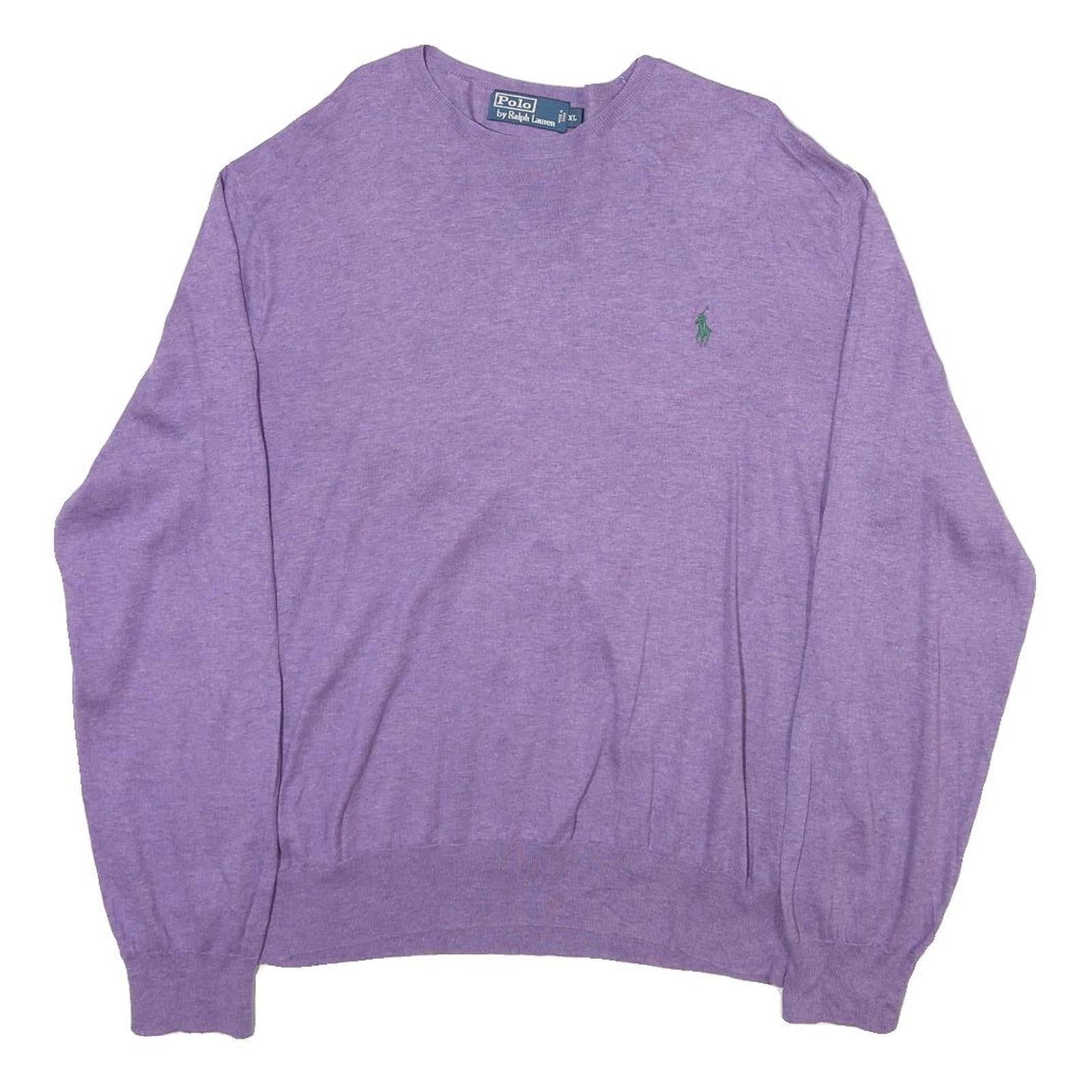 POLO RALPH LAUREN Mens Purple Plain Crew Neck Basic Knit Jumper XL Cotton Blend Refurbished - N/A refurbished available on Cerqular