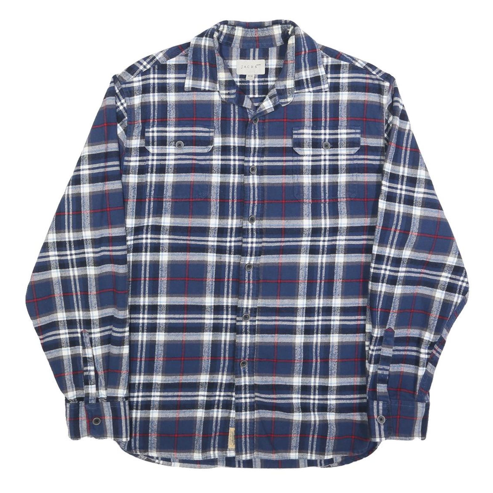 JACHS Mens Blue & Red Plaid Shirt M Cotton Blend Casual Button Down Refurbished - N/A refurbished available on Cerqular