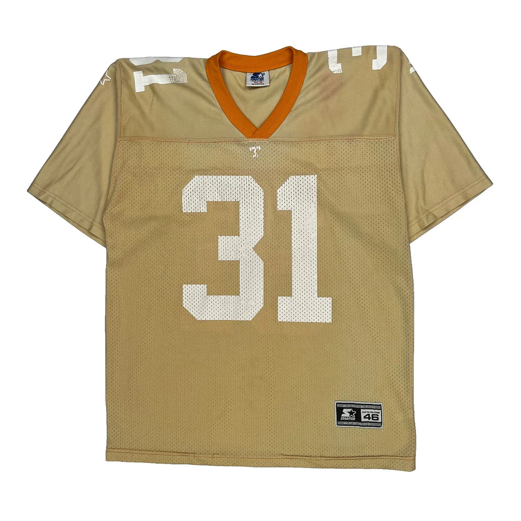 Buy Starter Football Jersey - Medium Beige Nylon Refurbished - $71.01 Starter Football Jersey - Medium Beige Nylon Refurbished - Thrifted (note: this is a term often used to describe second- refurbished available on Cerqular