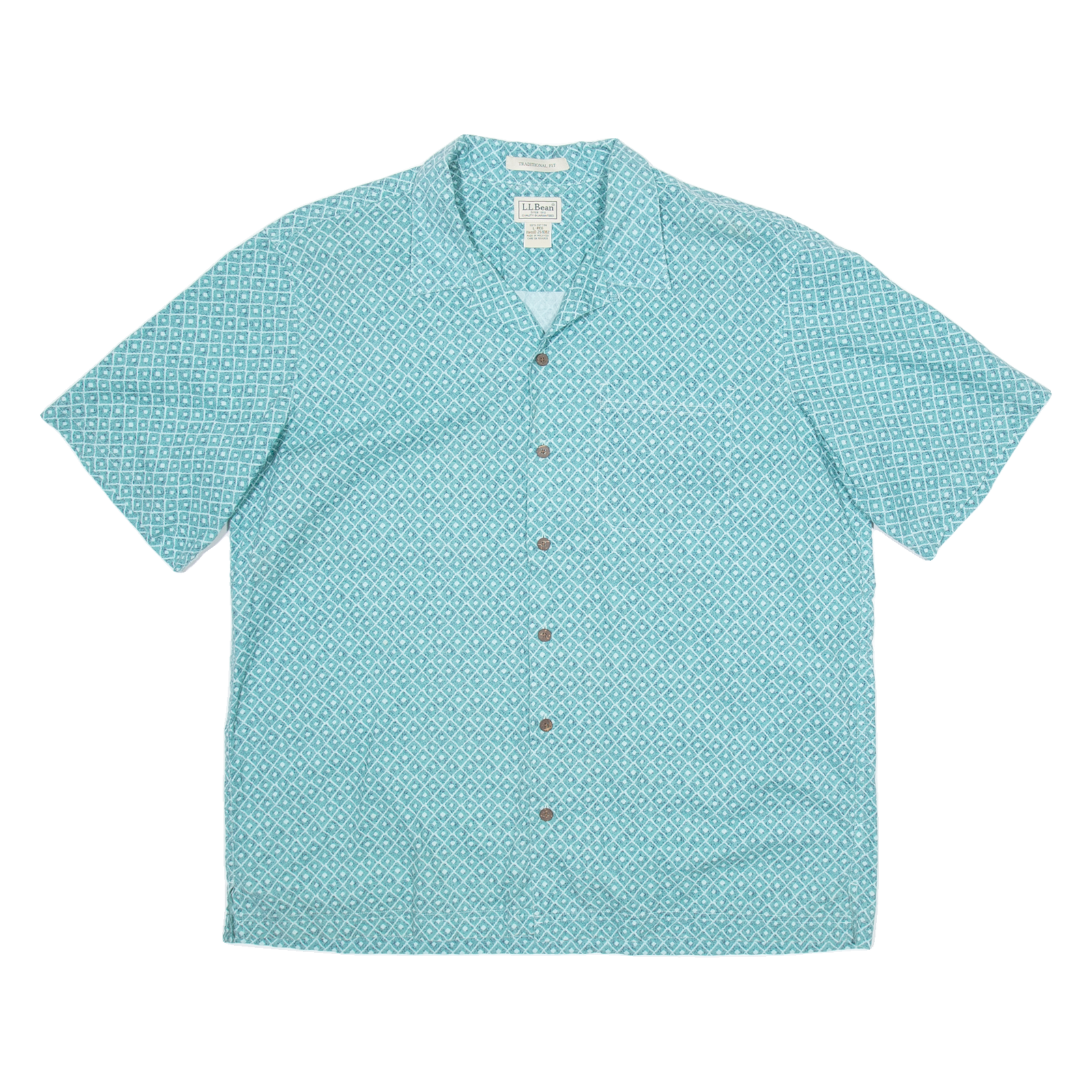 LL BEAN Mens Shirt Green Geometric L Refurbished - N/A refurbished available on Cerqular
