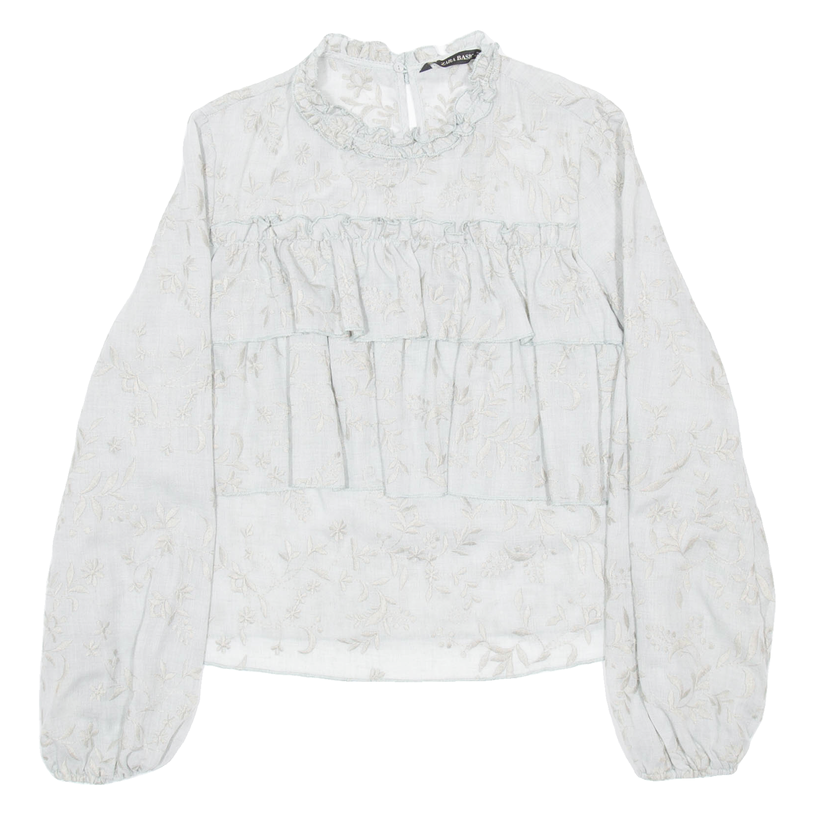 ZARA Womens Printed Blouse Blue Long Sleeve Floral M Refurbished - N/A refurbished available on Cerqular