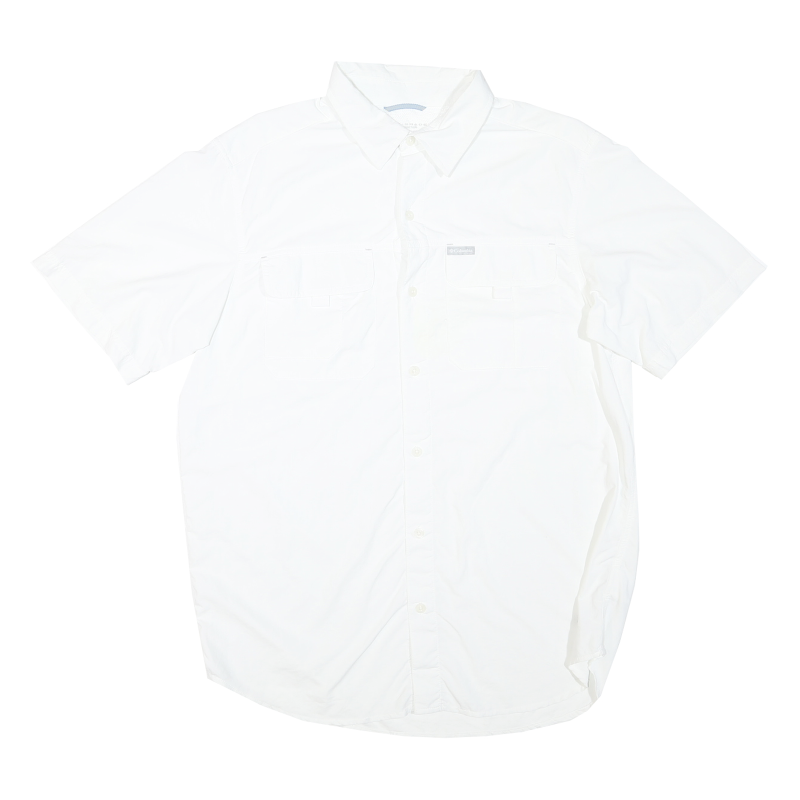 COLUMBIA Mens White Polyester Blend Short Sleeve Shirt L Lightweight Outdoor Refurbished - N/A refurbished available on Cerqular